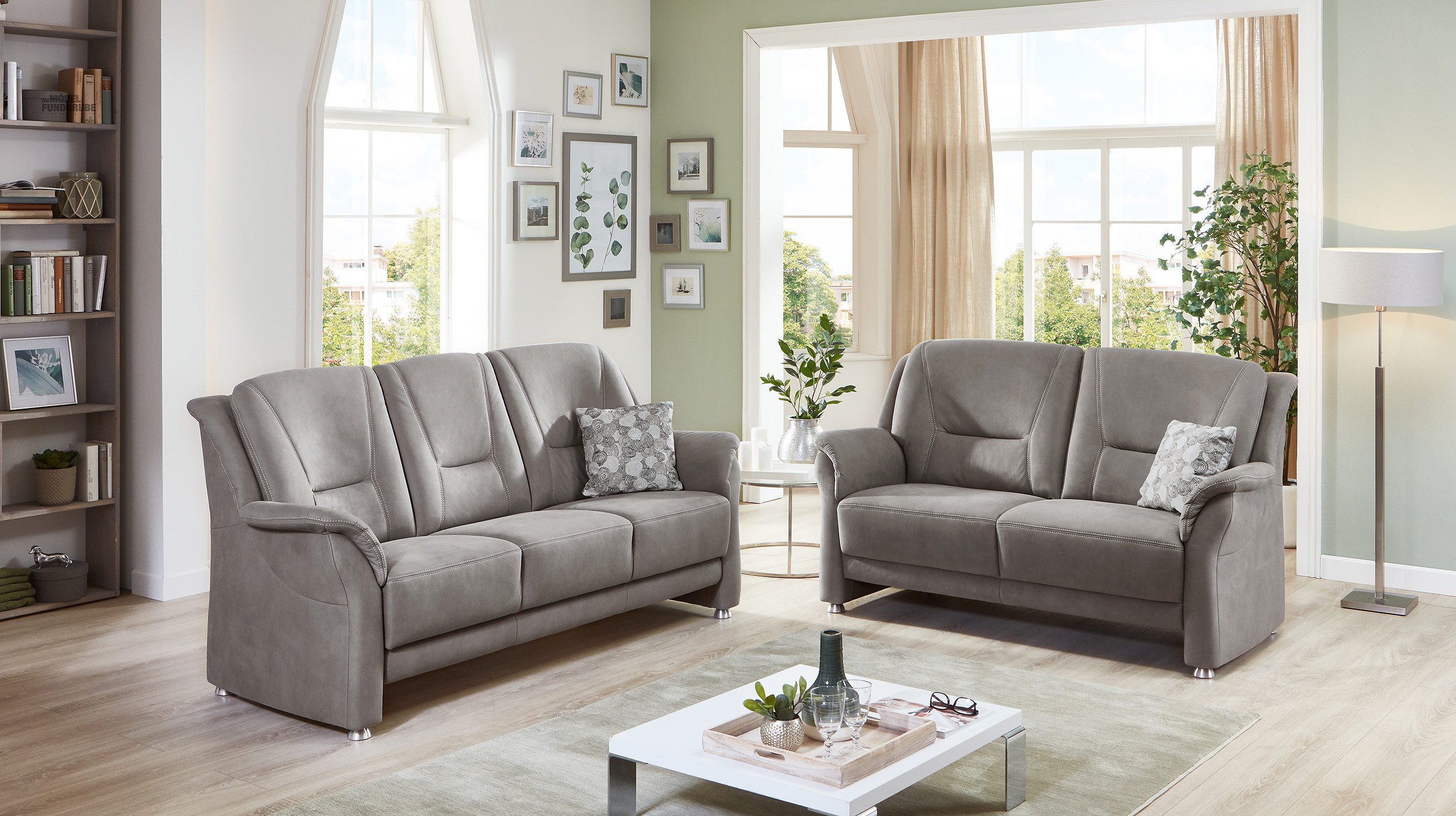 Einzelsofa 3-Sitzer grau 198 cm Federkern - LIGERO