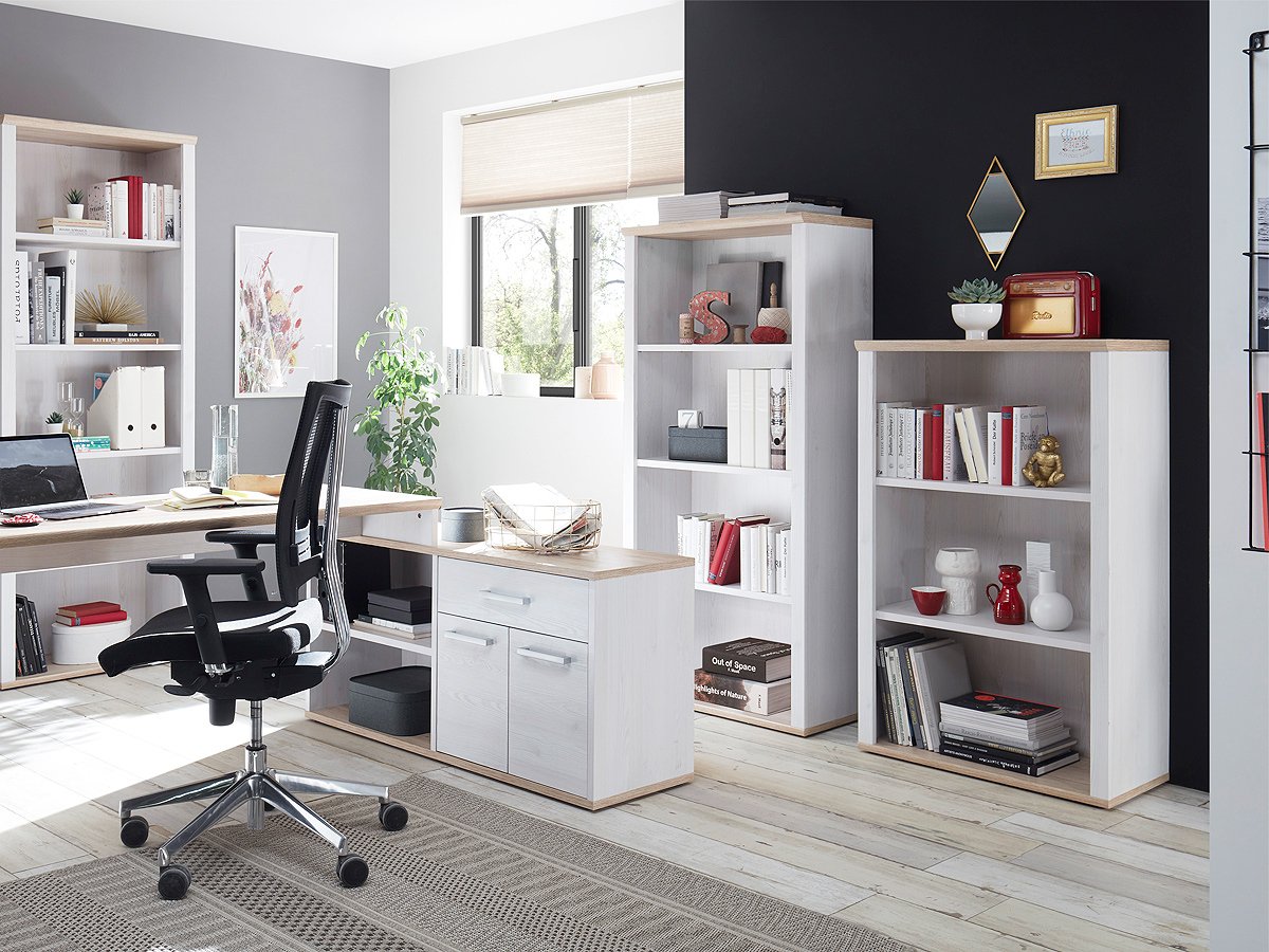 Büroregal San Remo Eiche - Sibiu Lärche 123 cm - ROMANCE