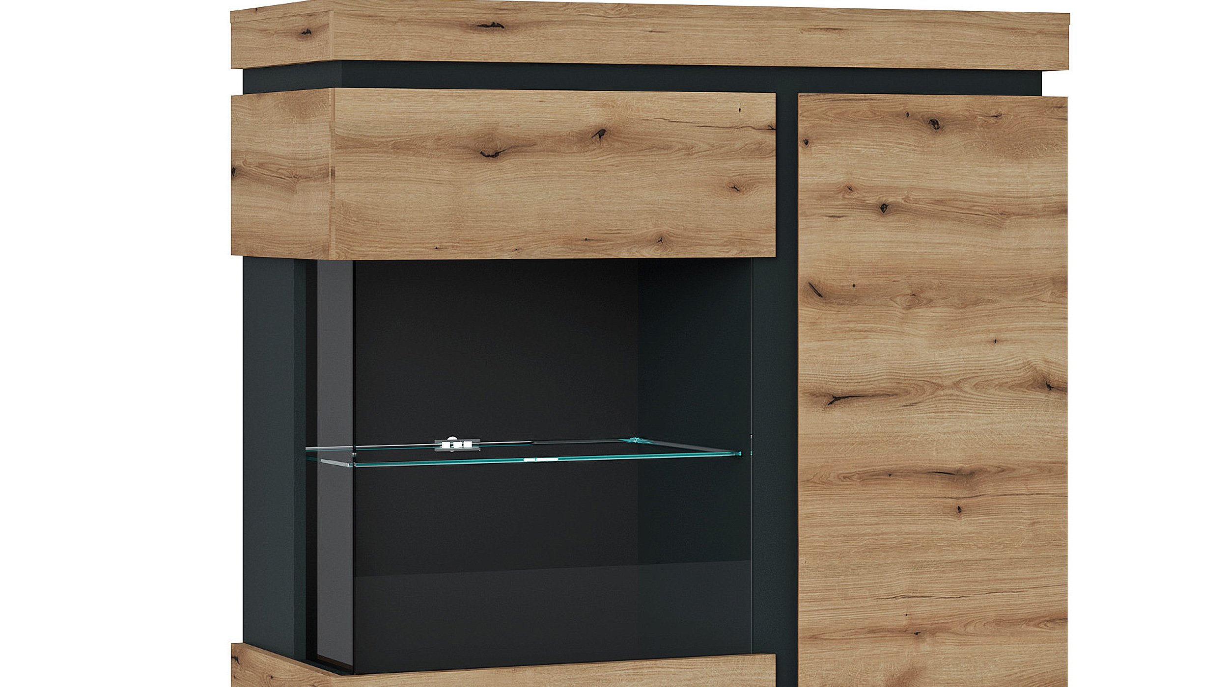 Vitrine Coast Evoke Eiche - grau 163 cm - CORTE