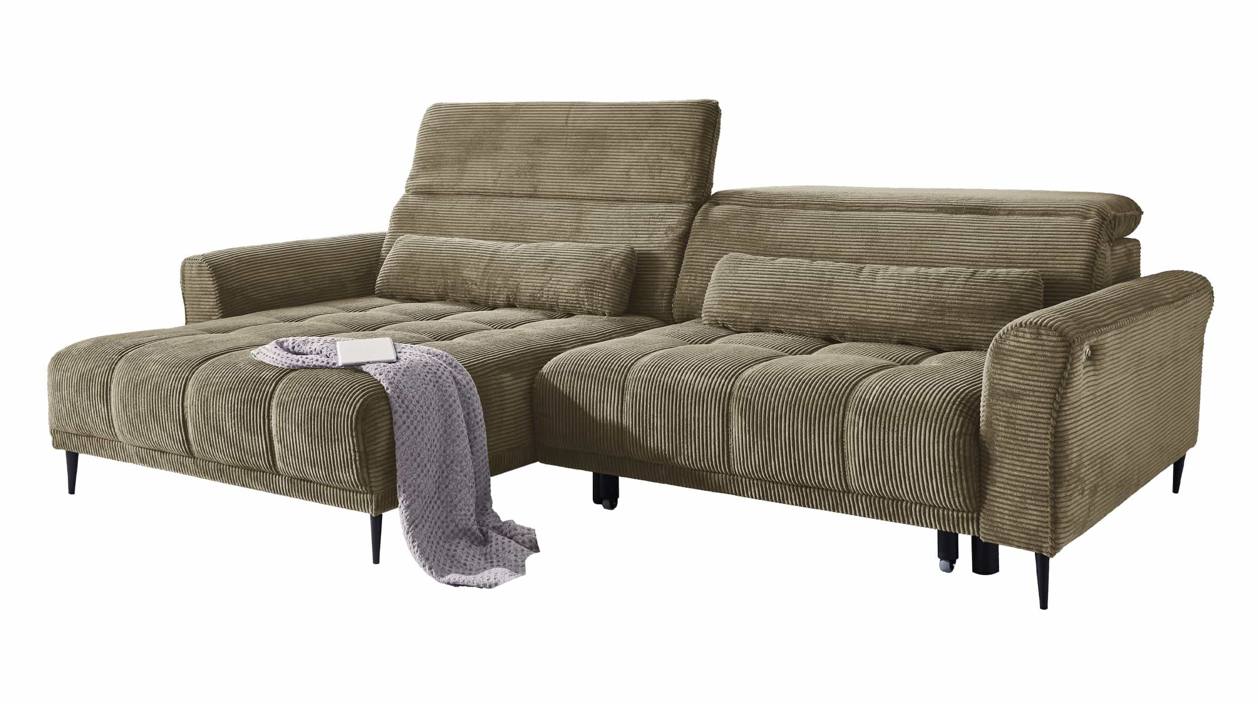 Ecksofa Cord grün - 277 x 179 cm - LOGAN Ecksofa Cord grün 277 x 179 cm - LOGAN