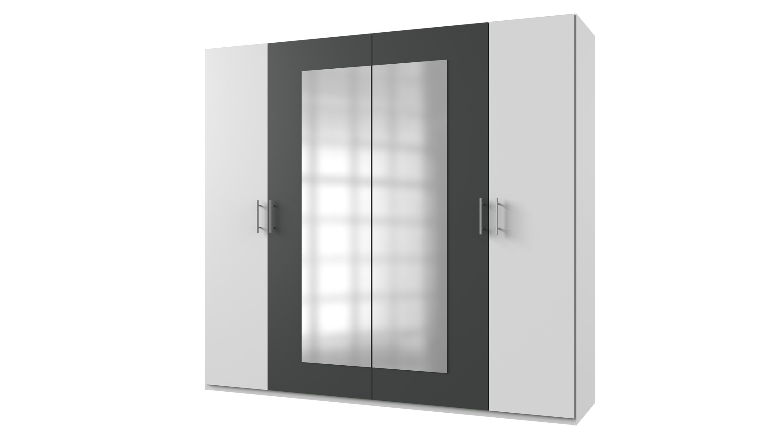 Kleiderschrank mit Spiegel - weiß - graphit - 225 cm - NORA Kleiderschrank 225 cm weiß graphit mit Spiegel - NORA