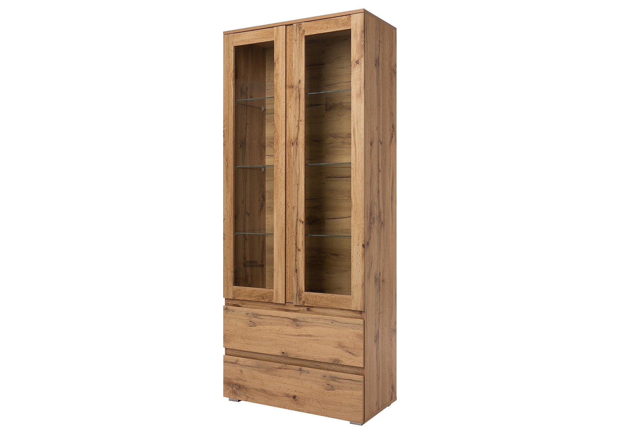 Vitrine mit 2 Glastüren Honig Eiche Breite 80 cm - IMAGE Vitrine mit 2 Glastüren Honig Eiche - 191 cm - IMAGE