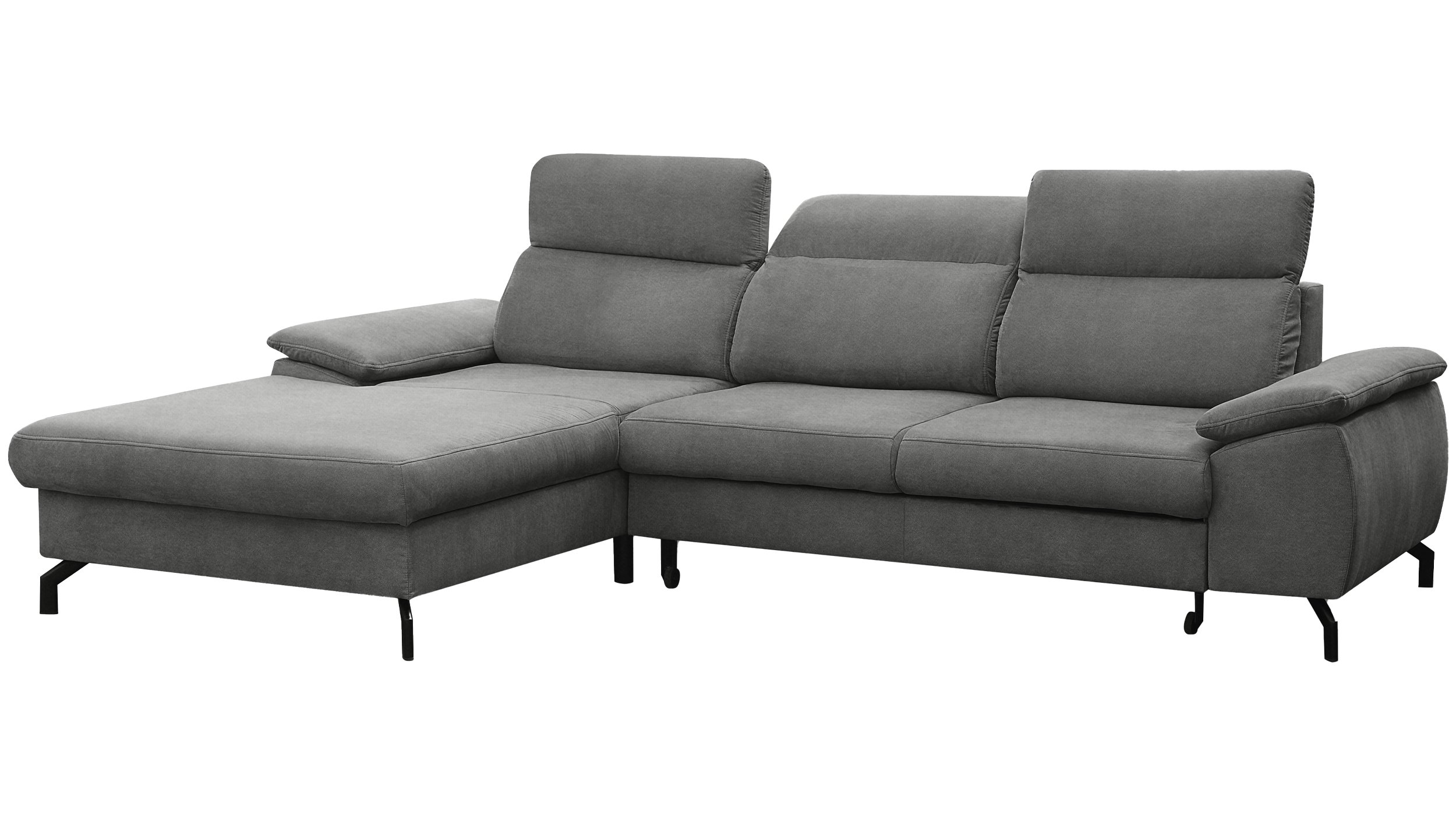 Ecksofa mit Schlaffunktion grau Bettkasten 277 cm - PALOMA Ecksofa grau 277 x 185 cm mit Schlaffunktion - PALOMA