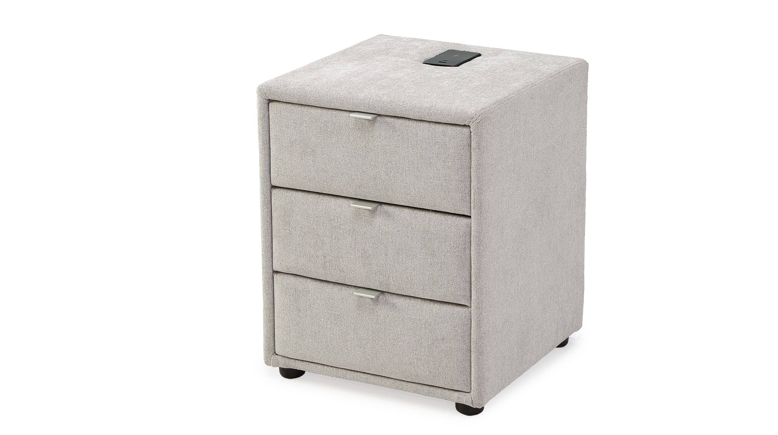 Nachttisch grau-beige - 44 x 45 cm - mit Ladestation - LIZZY Nachttisch grau-beige - 44 x 45 cm - mit Ladestation - LIZZY