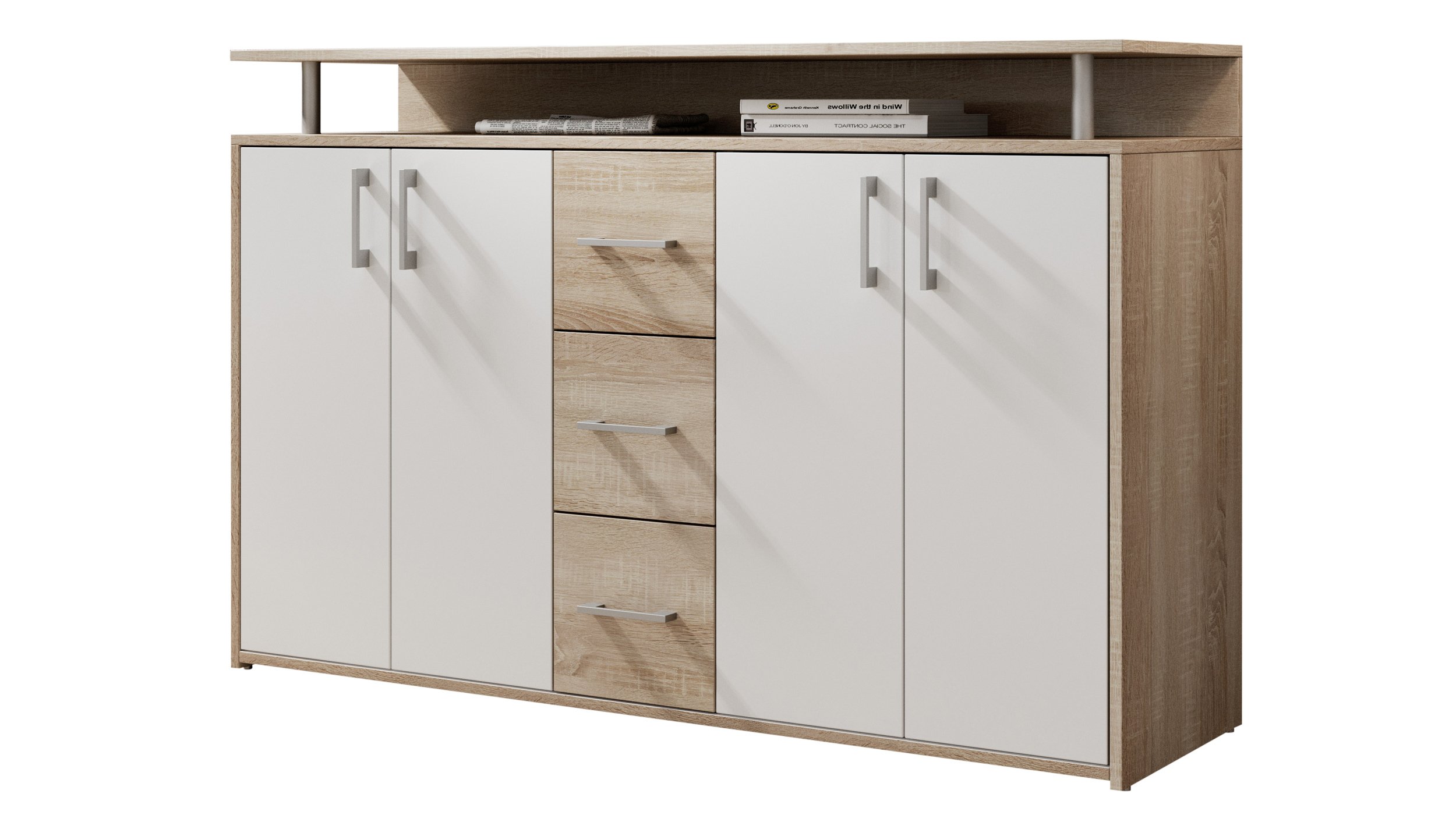 Highboard Sonoma Eiche - weiß - 4-türig - 139 cm - DRIFT Highboard Sonoma Eiche - weiß - 4-türig - 139 cm - DRIFT