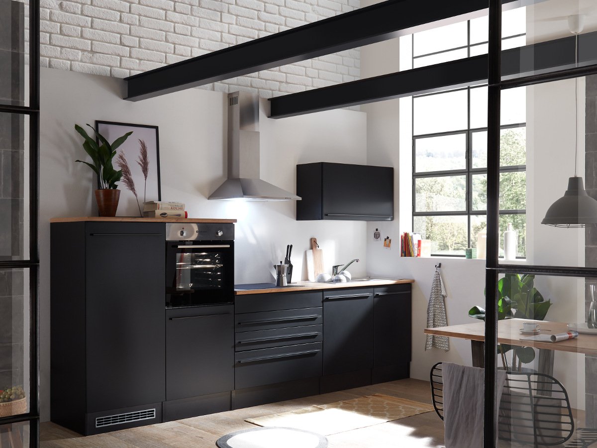 Küchenzeile 320 cm - schwarz matt - inkl. Elektrogeräte - JAZZ Küchenzeile 320 cm - schwarz matt - inkl. Elektrogeräte - JAZZ