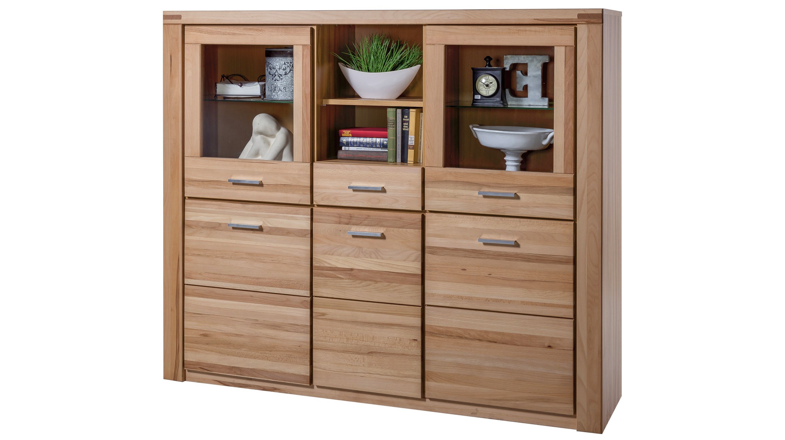 Highboard Kernbuche teilmassiv geölt 159 cm - FREYJA Highboard Kernbuche teilmassiv geölt 159 cm - FREYJA