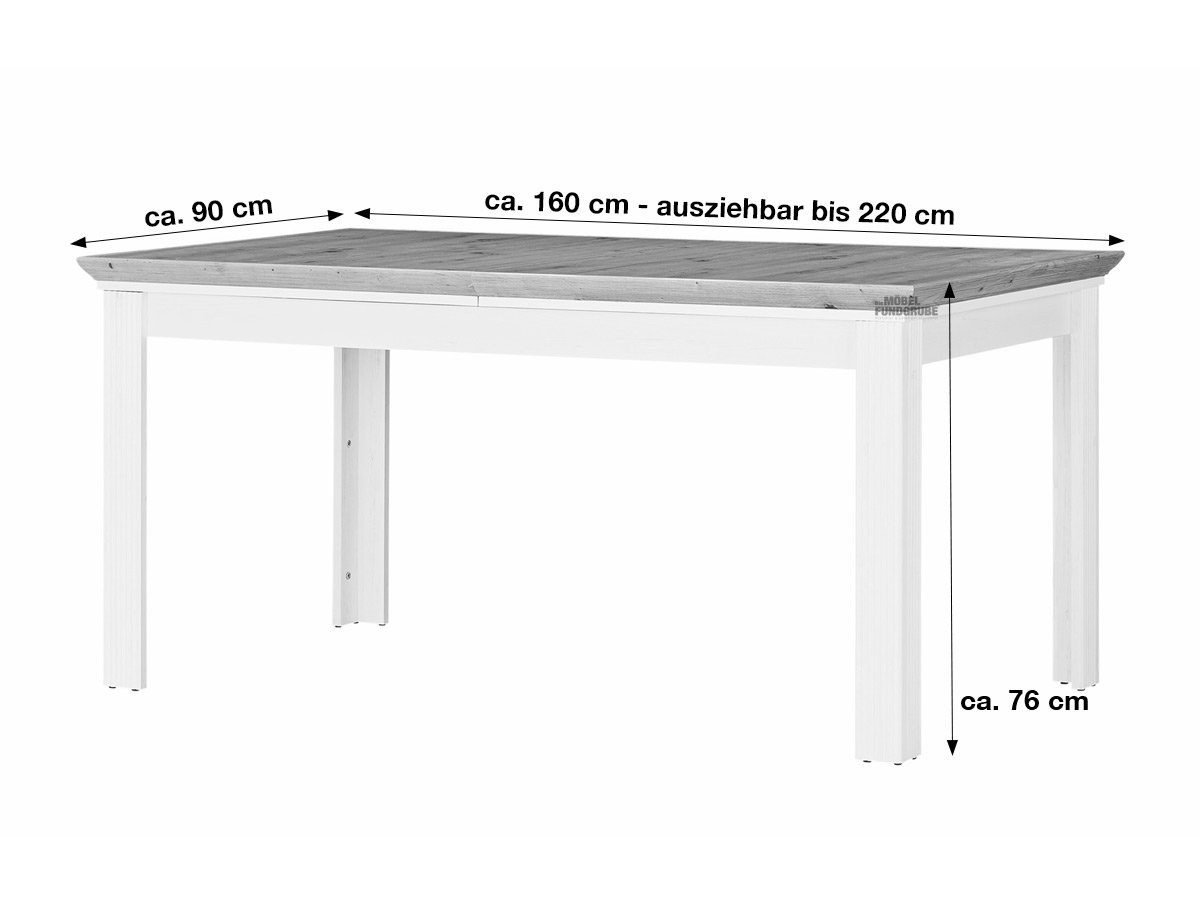 Esstisch 160 - 220 cm ausziehbar Artisan Eiche/Pinie - JASMIN