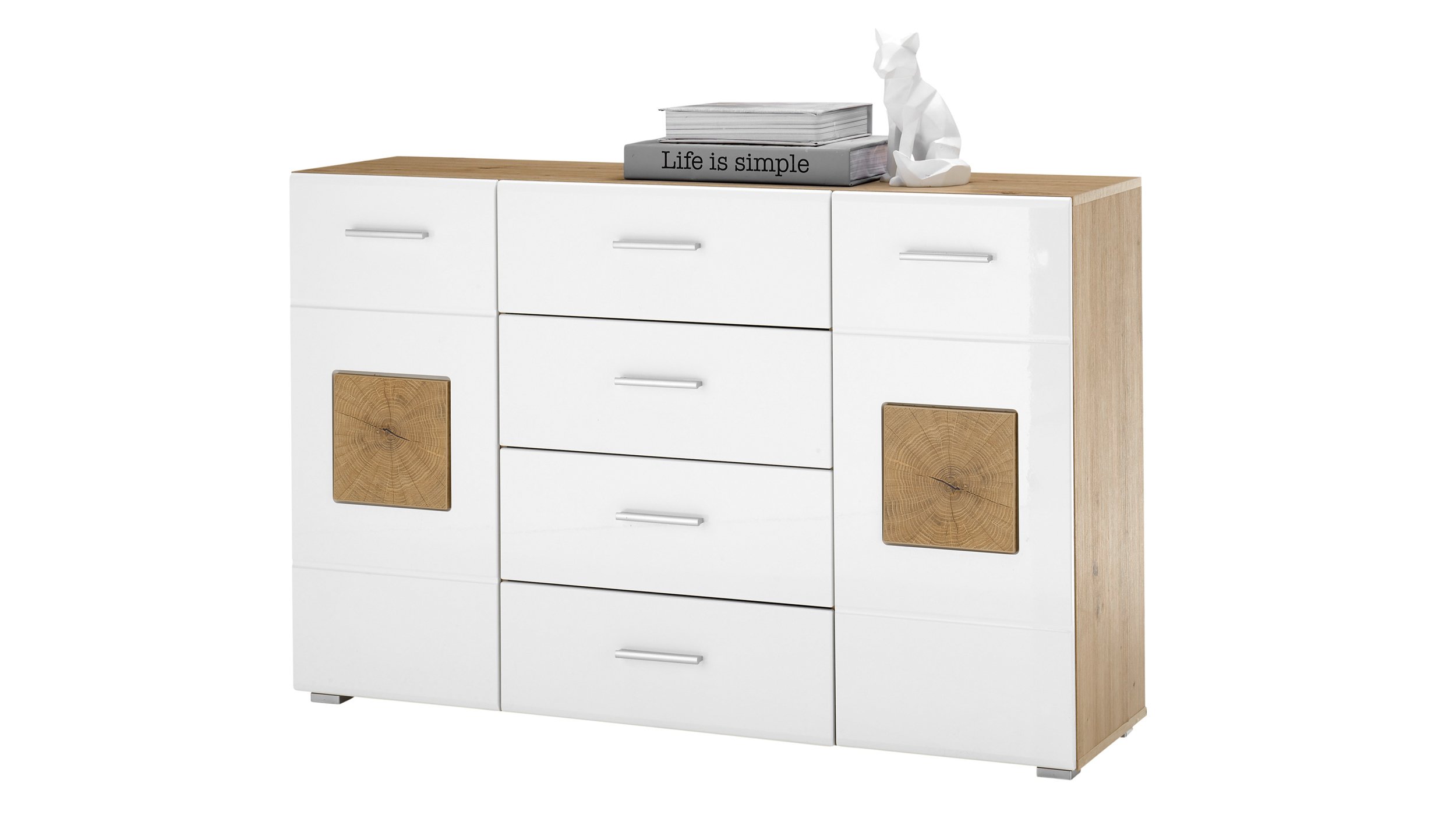 Sideboard weiß hochglanz 140 cm - 2-türig - GEORGIA Sideboard weiß hochglanz 140 cm - 2-türig - GEORGIA