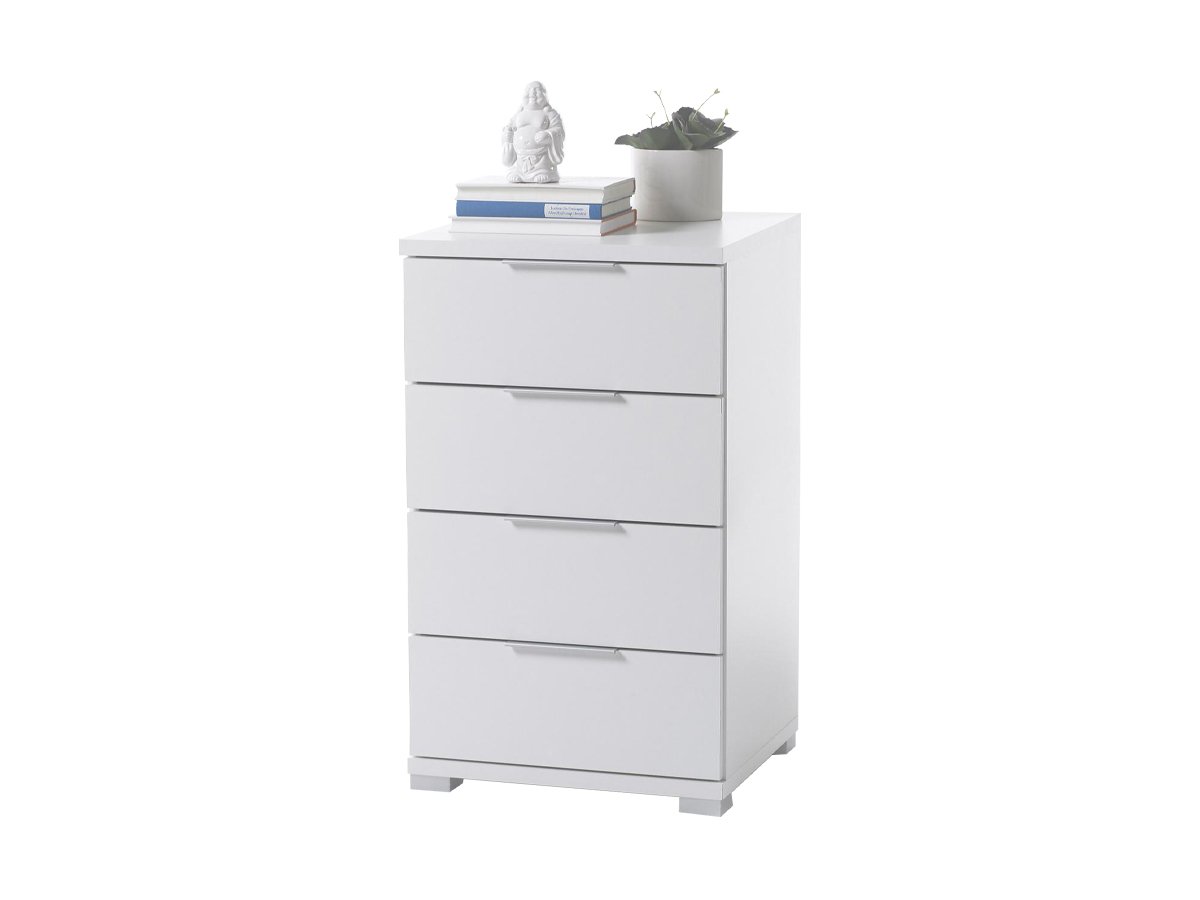 Nachttisch weiß 46 cm x 42 cm mit 4 Schubladen - UNIVERSAL Nachttisch weiß 46 cm x 42 cm mit 4 Schubladen - UNIVERSAL