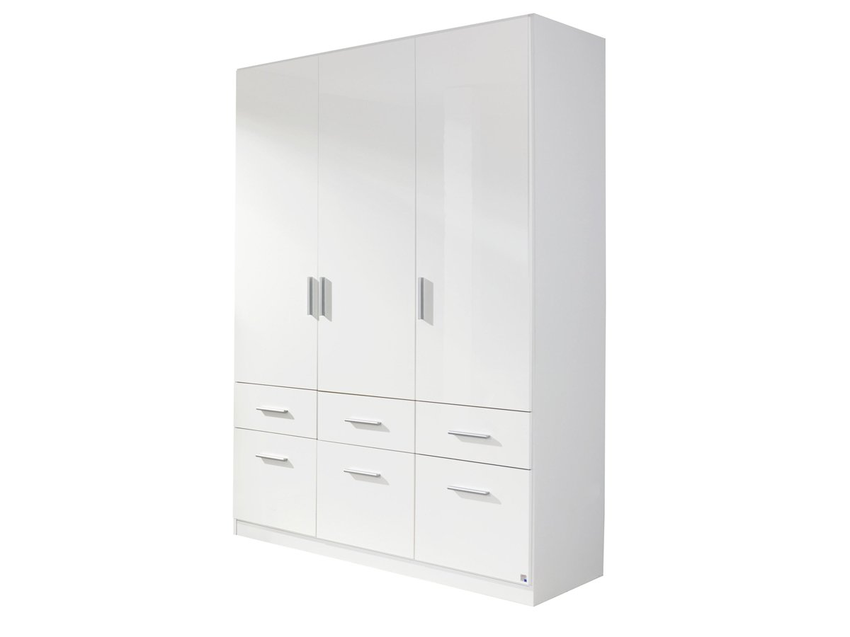 Kleiderschrank weiß hochglanz 136 cm 3-türig - CELLE