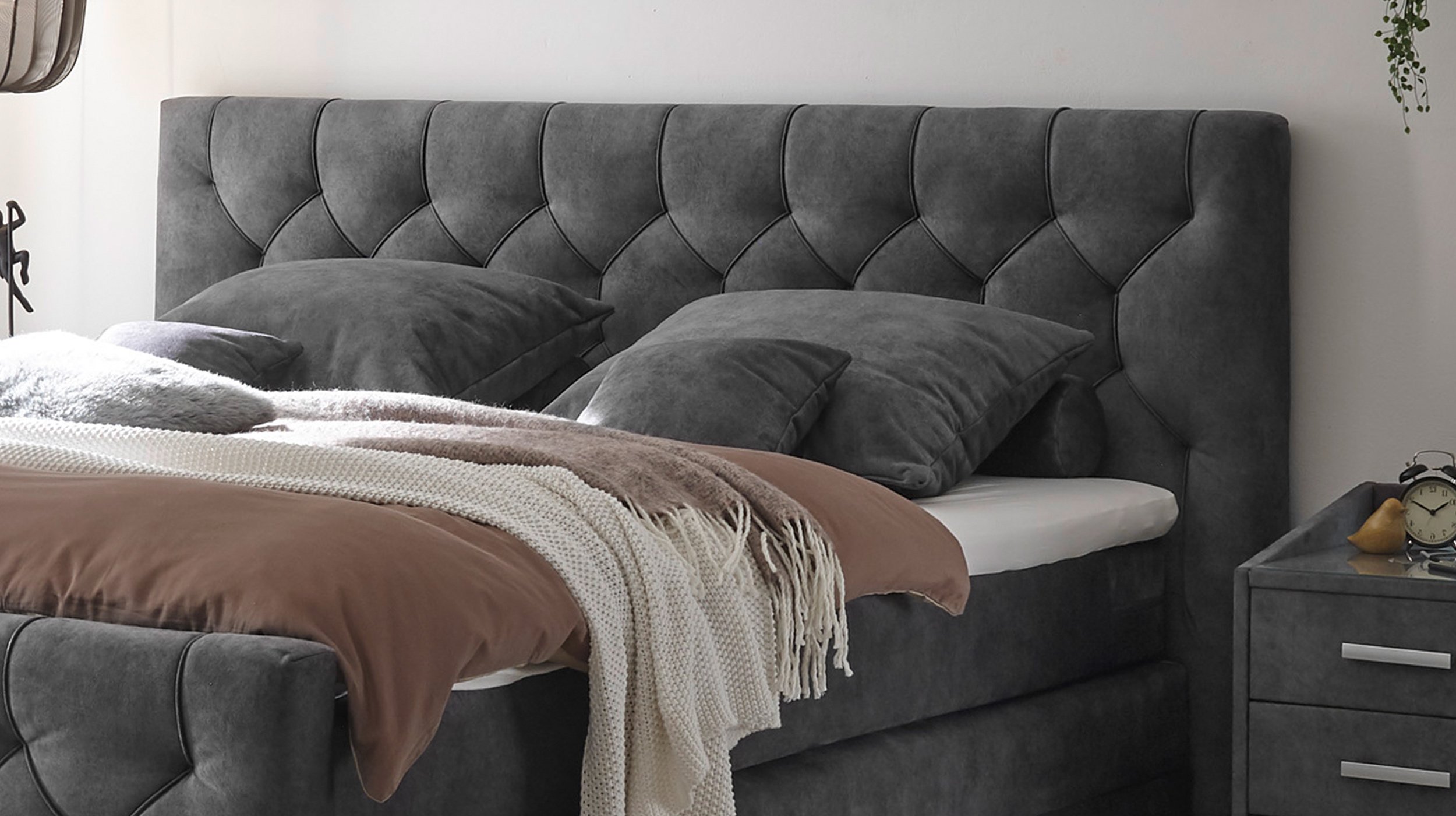 Boxspringbett 180 x 200 cm anthrazit Bettkasten - CASHFIELD