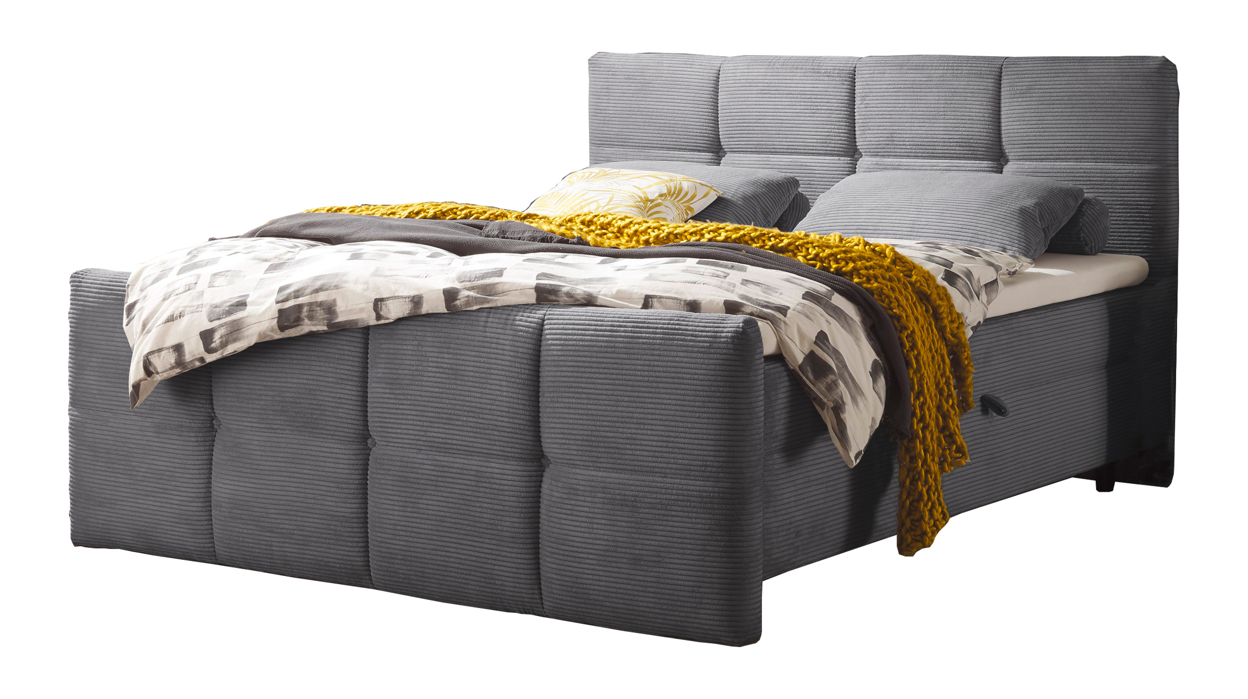 Boxbett Cord grau - 180 x 200 cm mit Bettkasten - TIJUANA Boxbett Cord grau - 180 x 200 cm mit Bettkasten - TIJUANA
