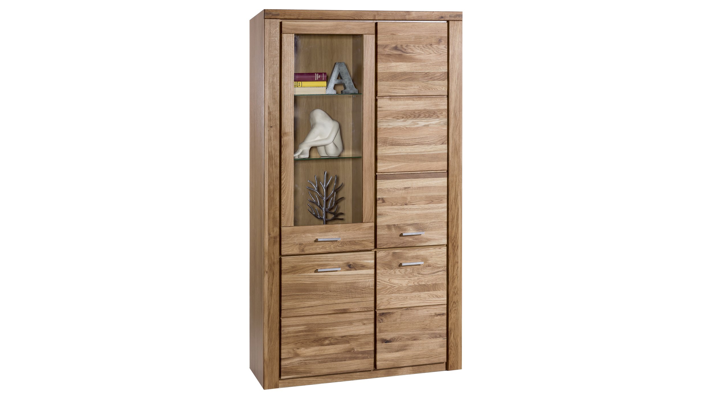 Vitrine mit Glastür Wildeiche teilmassiv geölt Breite 108 cm - FREYJA Vitrine Wildeiche teilmassiv geölt 200 cm - FREYJA