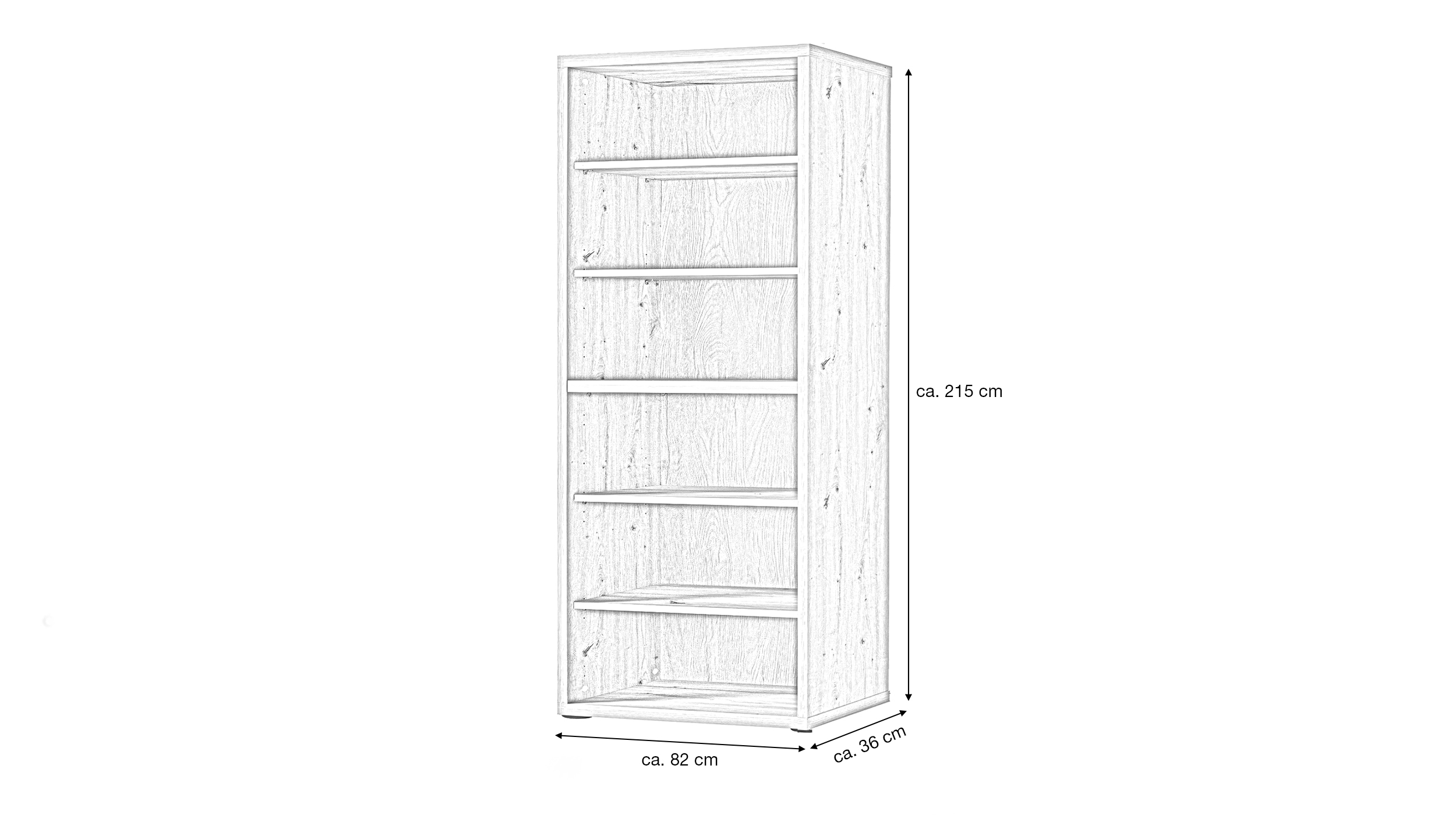 Bücherregal Artisan Eiche 82 x 215 cm 6 Ablagefächer - RILEGA