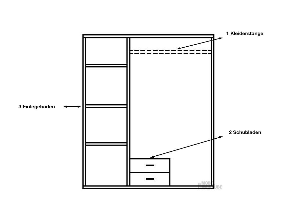 Kleiderschrank Sonoma Eiche 120 cm 3-türig - POWER