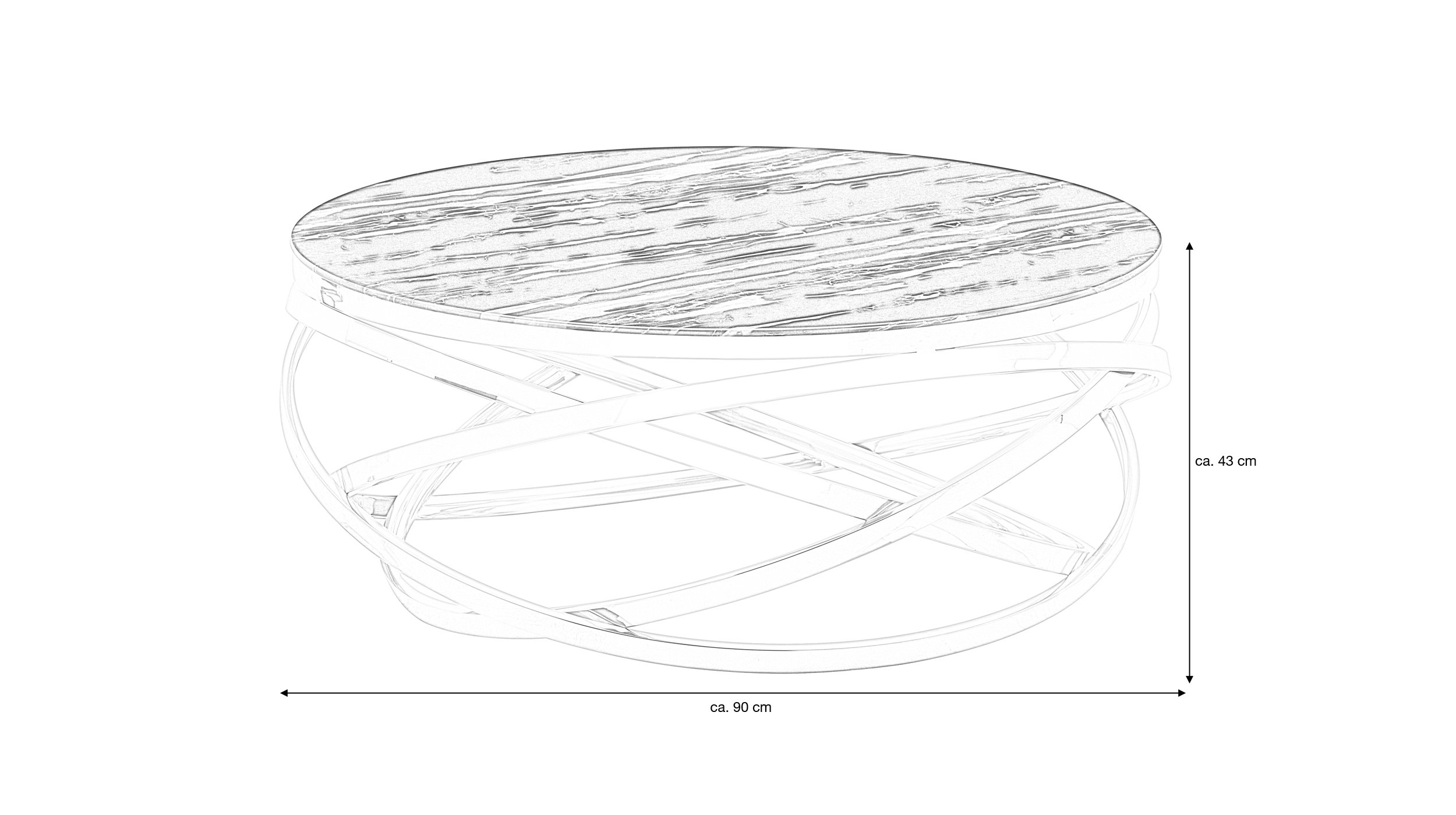 Couchtisch Glas Marmor-Optik weiß 90 x 43 cm - GALINA