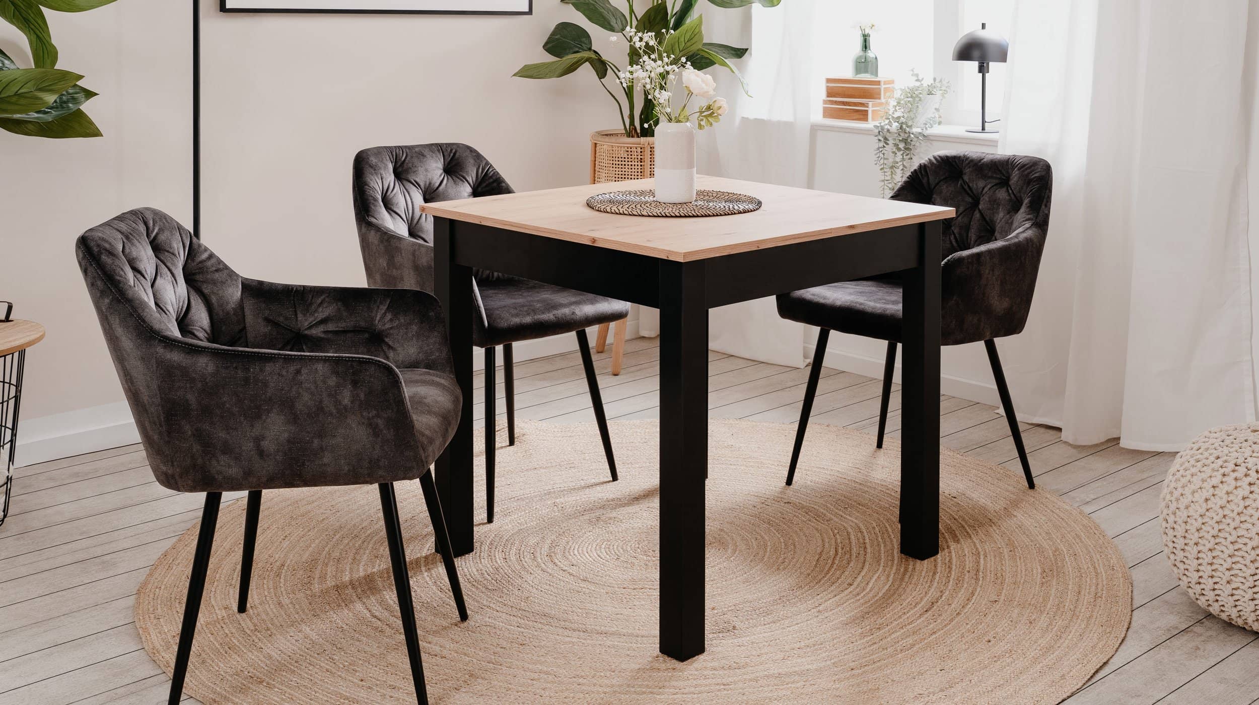 Esstisch 80 - 120 cm Sonoma Eiche - Schwarz - COBURG