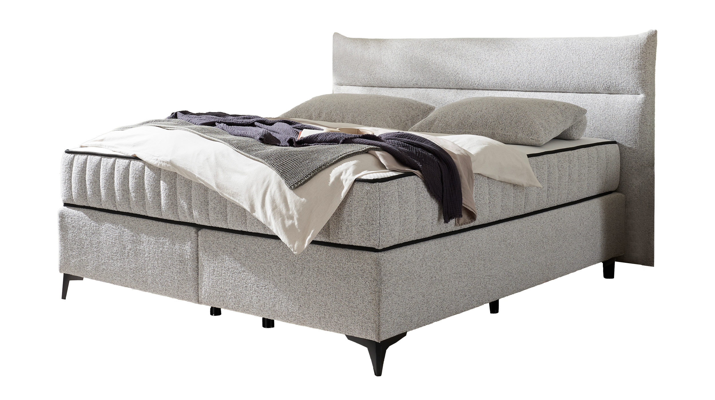 Boxspringbett 180 x 200 cm grau Webstoff - VLIELAND Boxspringbett 180 x 200 cm grau Webstoff - VLIELAND