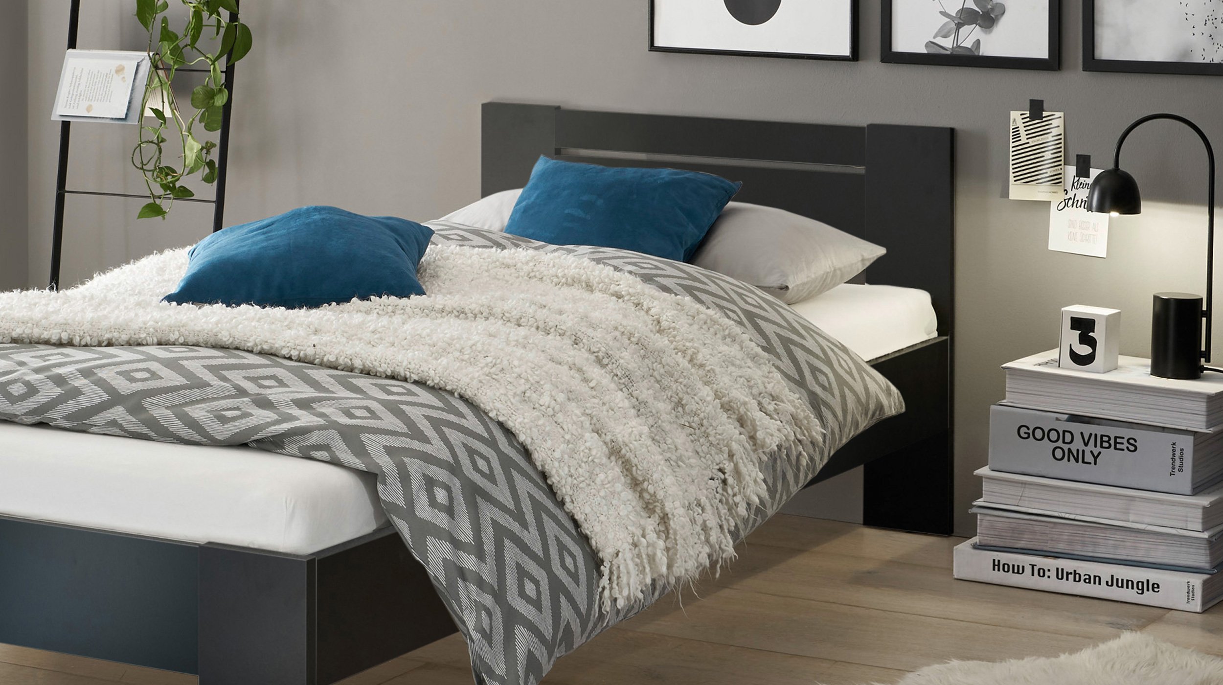 Futonbett 90 x 200 cm Einzelbett schwarz - CANNES