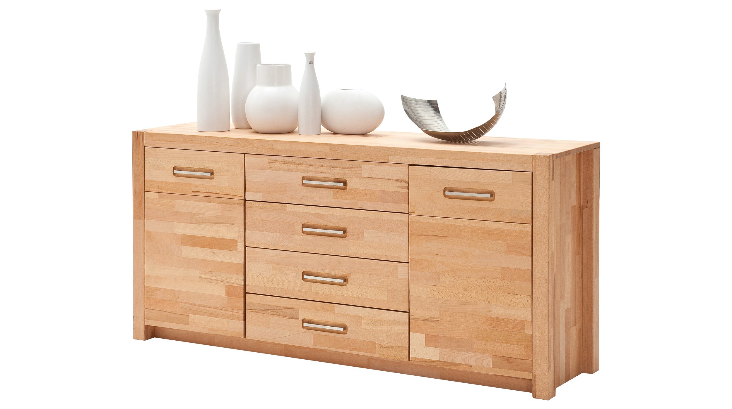 Sideboard mit 4 Schubladen Kernbuche massiv geölt 163 cm - FENJA Sideboard mit 4 Schubladen Kernbuche massiv geölt 163 cm - FENJA