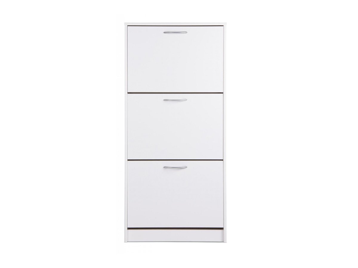 Schuhschrank weiß 58 x 124 cm 3 Türen - MAINZ 1 Schuhschrank weiß 58 x 124 cm 3 Türen - MAINZ 1