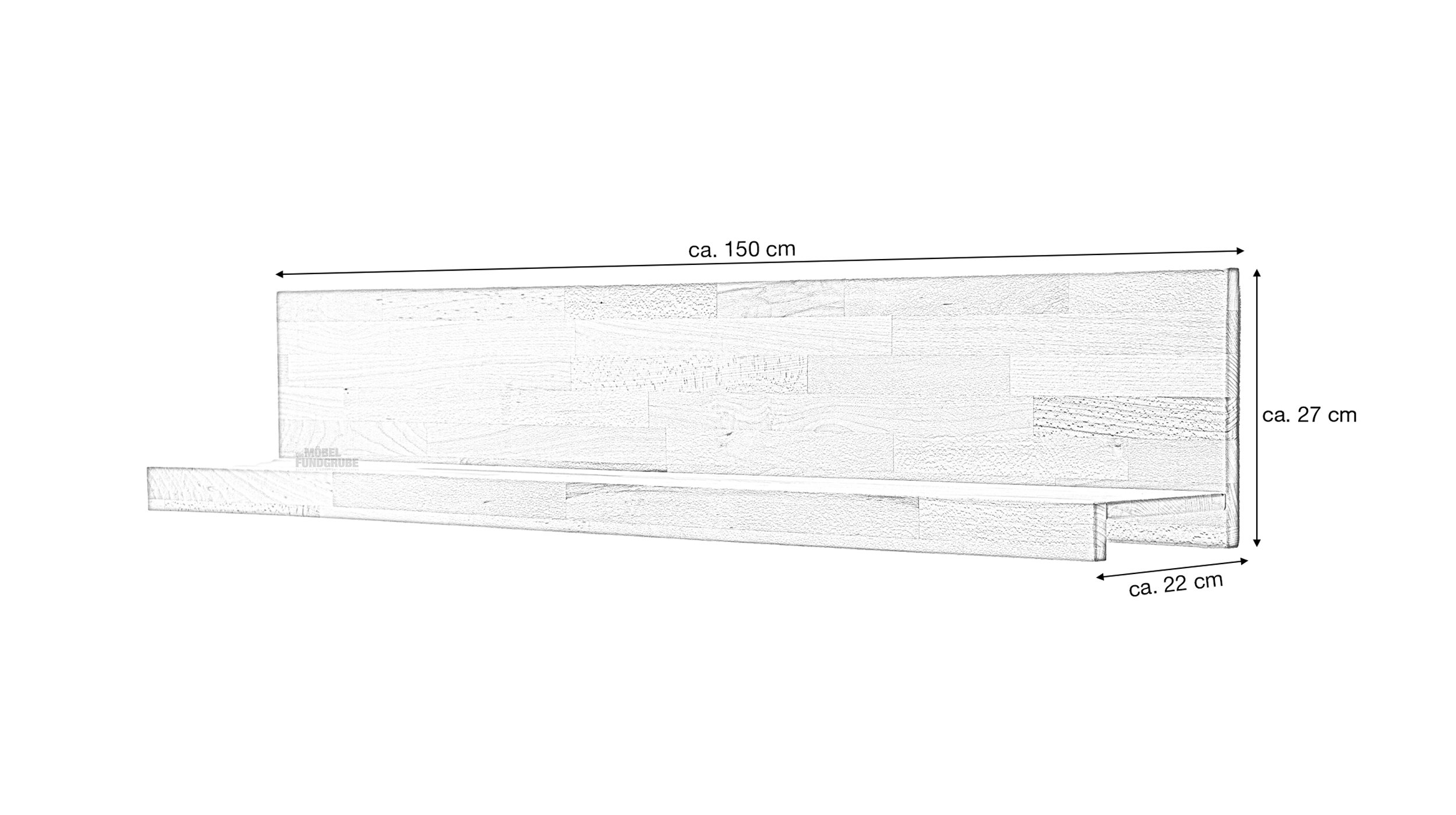 Wandboard Kernbuche massiv 150 cm - FENJA