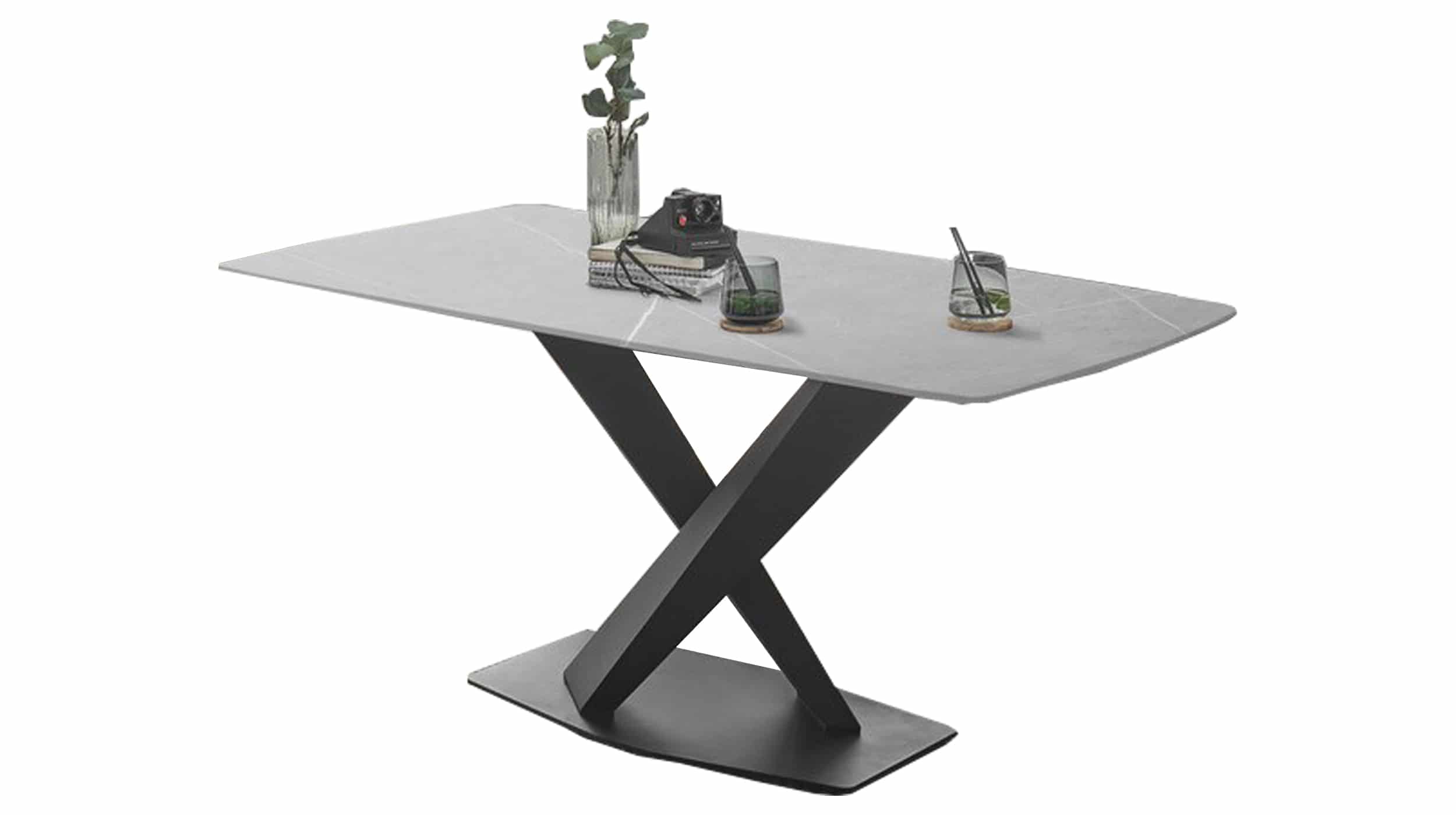 Esstisch Keramik grau 180 cm mit Marmor-Optik - VENTURA Esstisch 180 x 90 cm Keramik - VENTURA