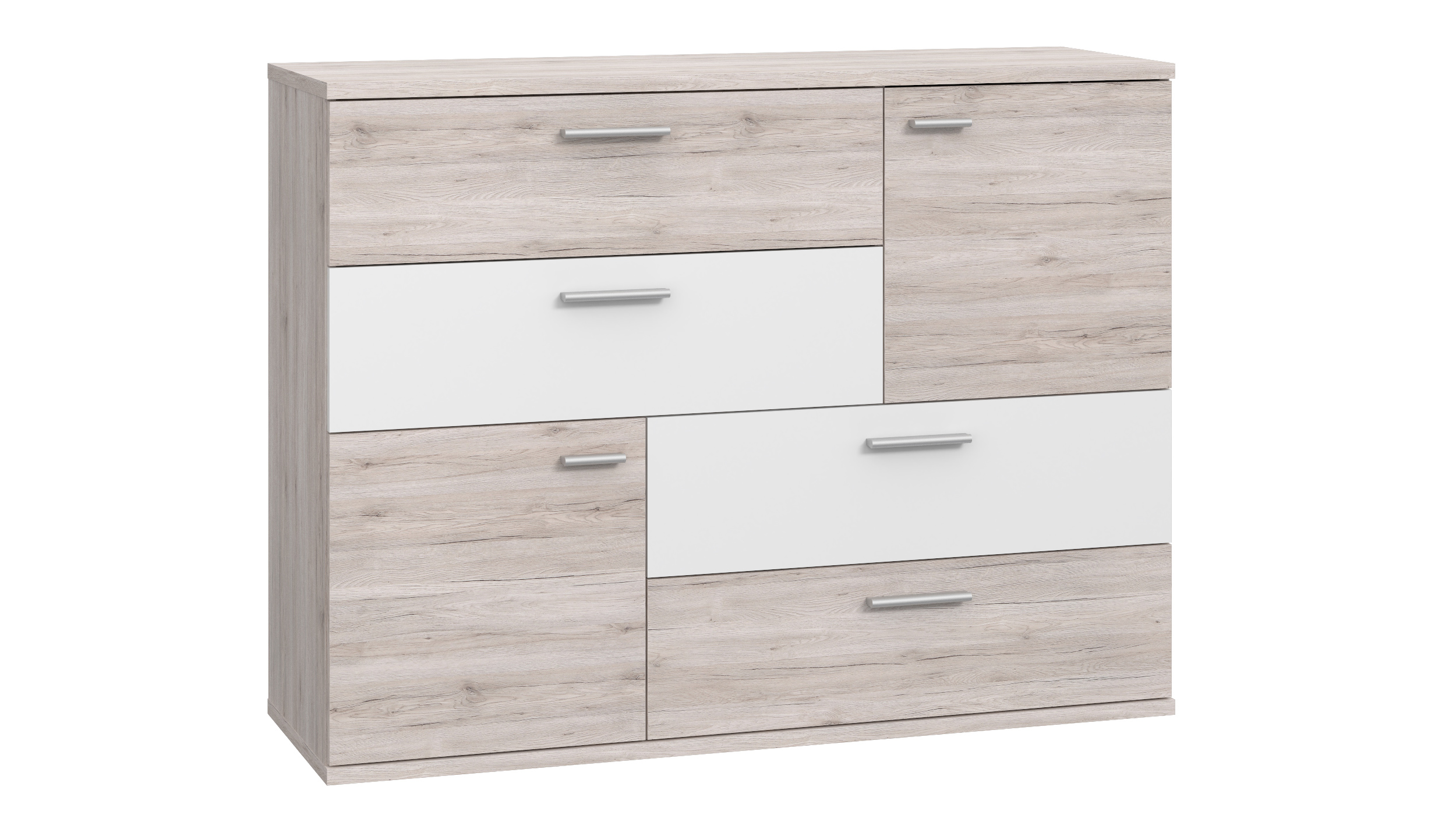Kommode Sandeiche - weiß 125 cm - SKIVE Kommode Sandeiche - weiß 125 cm - SKIVE