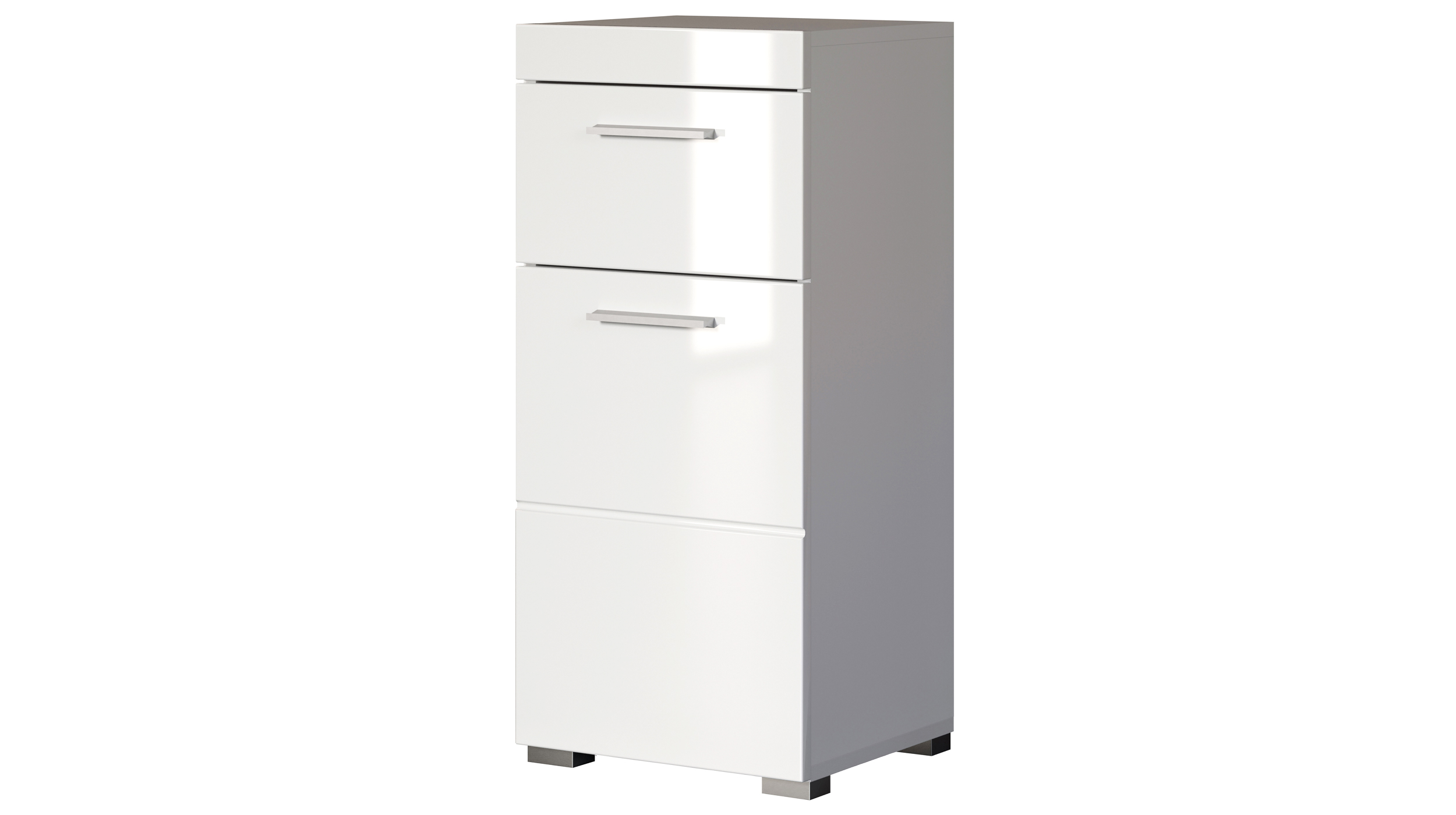 Bad Unterschrank weiß hochglanz 37 cm 1 Tür - AMANDA Bad Unterschrank weiß hochglanz 37 cm 1 Tür 1 Schublade - AMANDA