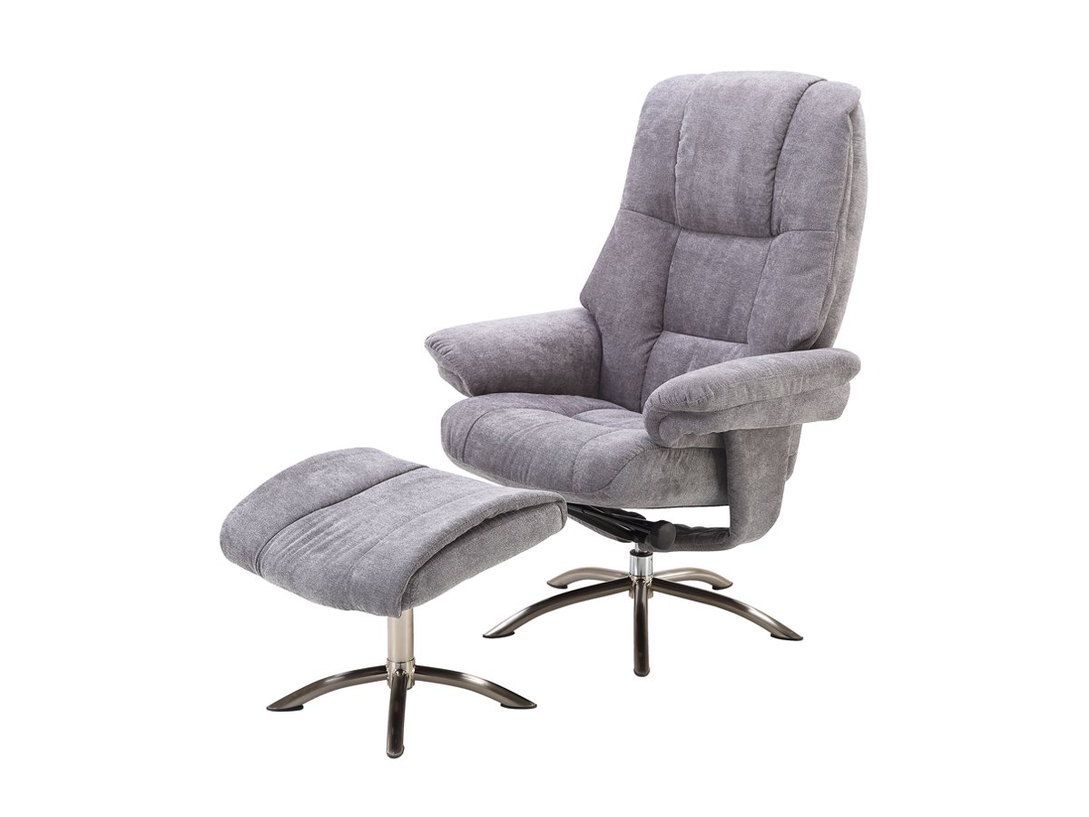 Relaxsessel mit Hocker grau Microfaserbezug - FREYA
