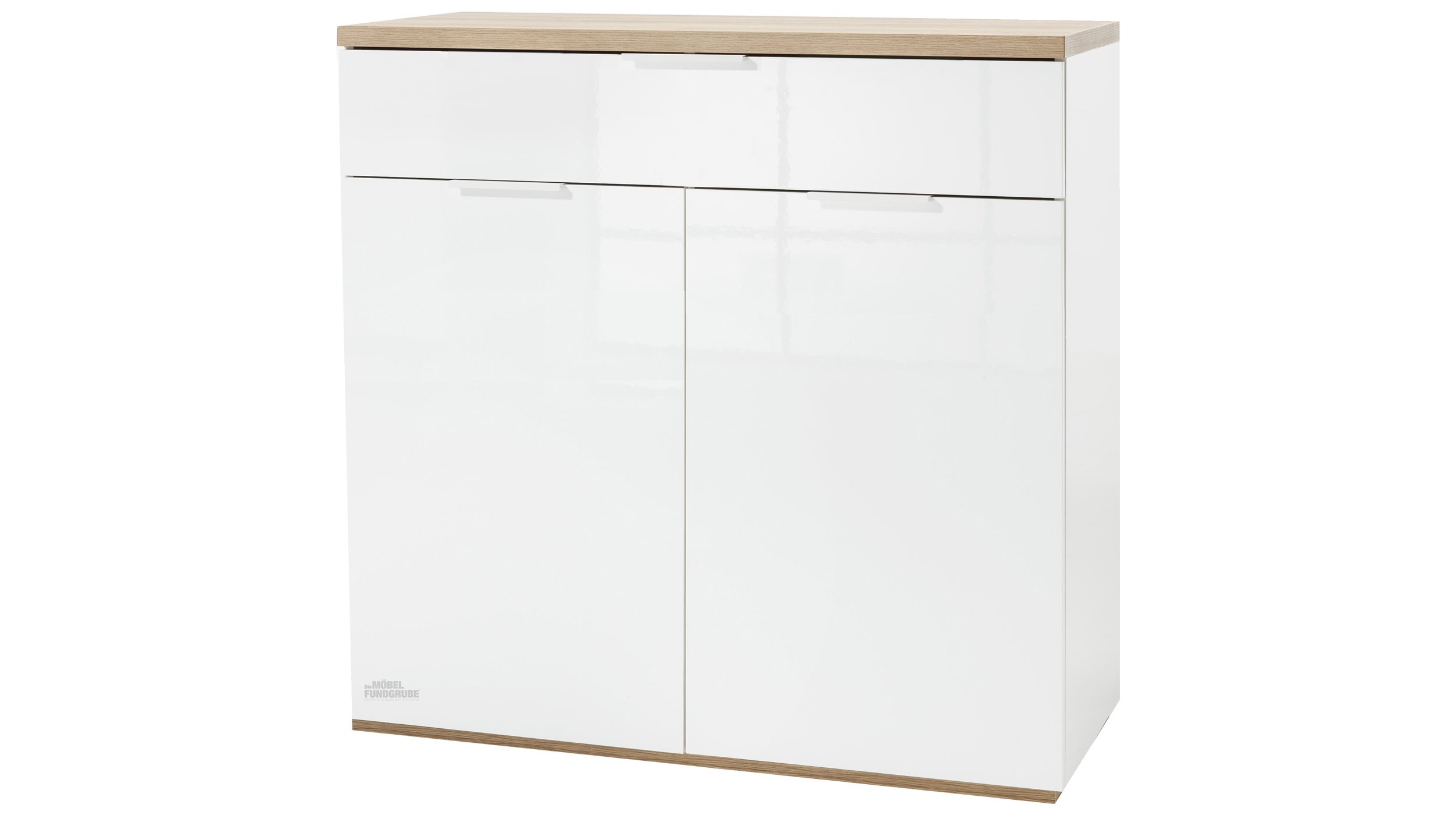 Schuhschrank weiß hochglanz - Eiche Riviera 82 cm - MUNDI Schuhschrank weiß hochglanz - Eiche Riviera 82 cm - MUNDI