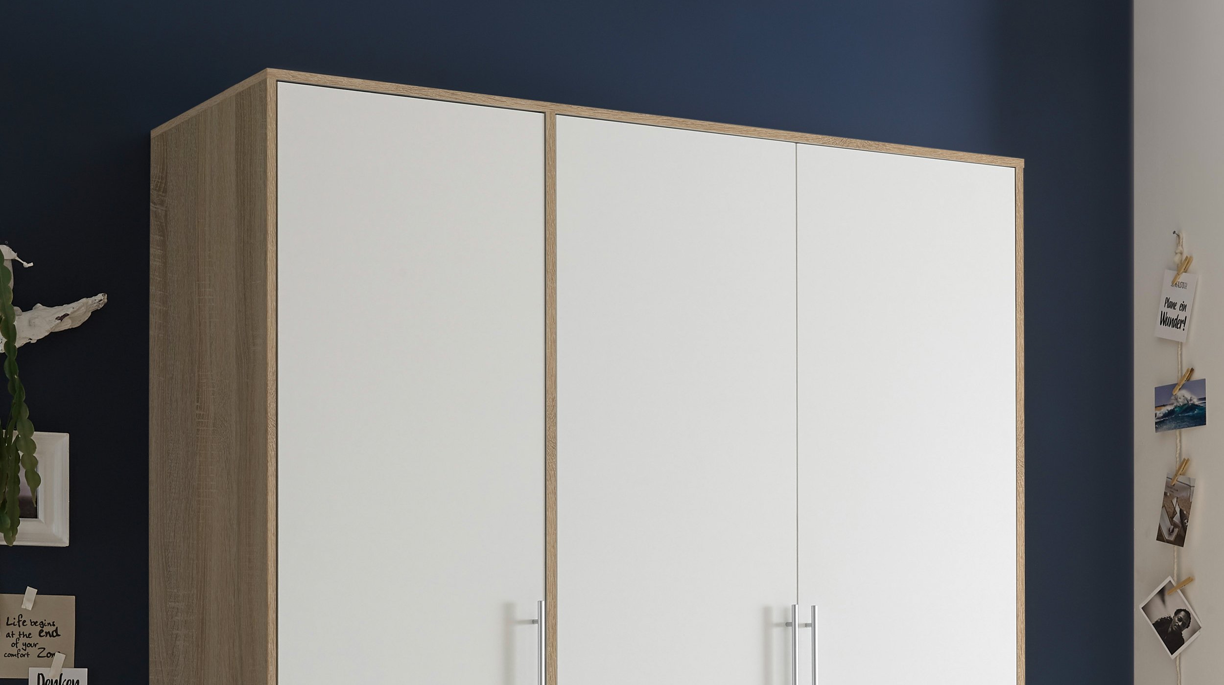 Kleiderschrank weiß - Sonoma Eiche - 155 cm - VALBORG