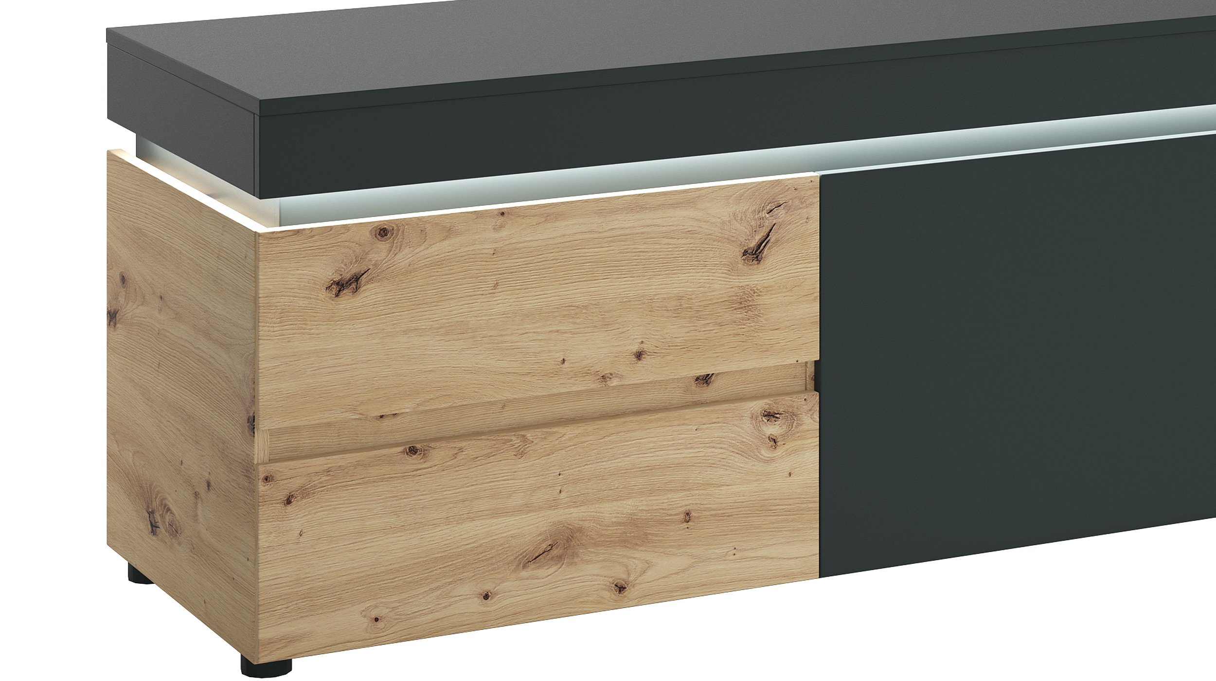 TV - Lowboard Artisan Eiche - grau 180 cm - LUCI