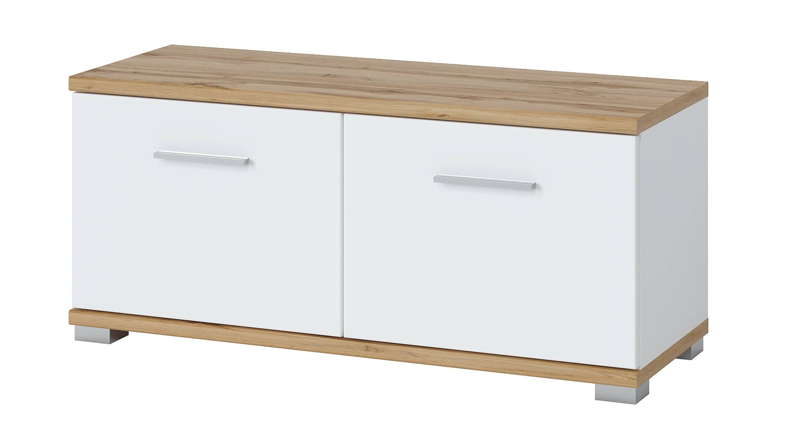 Garderobenbank alpinweiß - Wotan Eiche 90 cm - HOLA Garderobenbank alpinweiß - Wotan Eiche 90 cm - HOLA