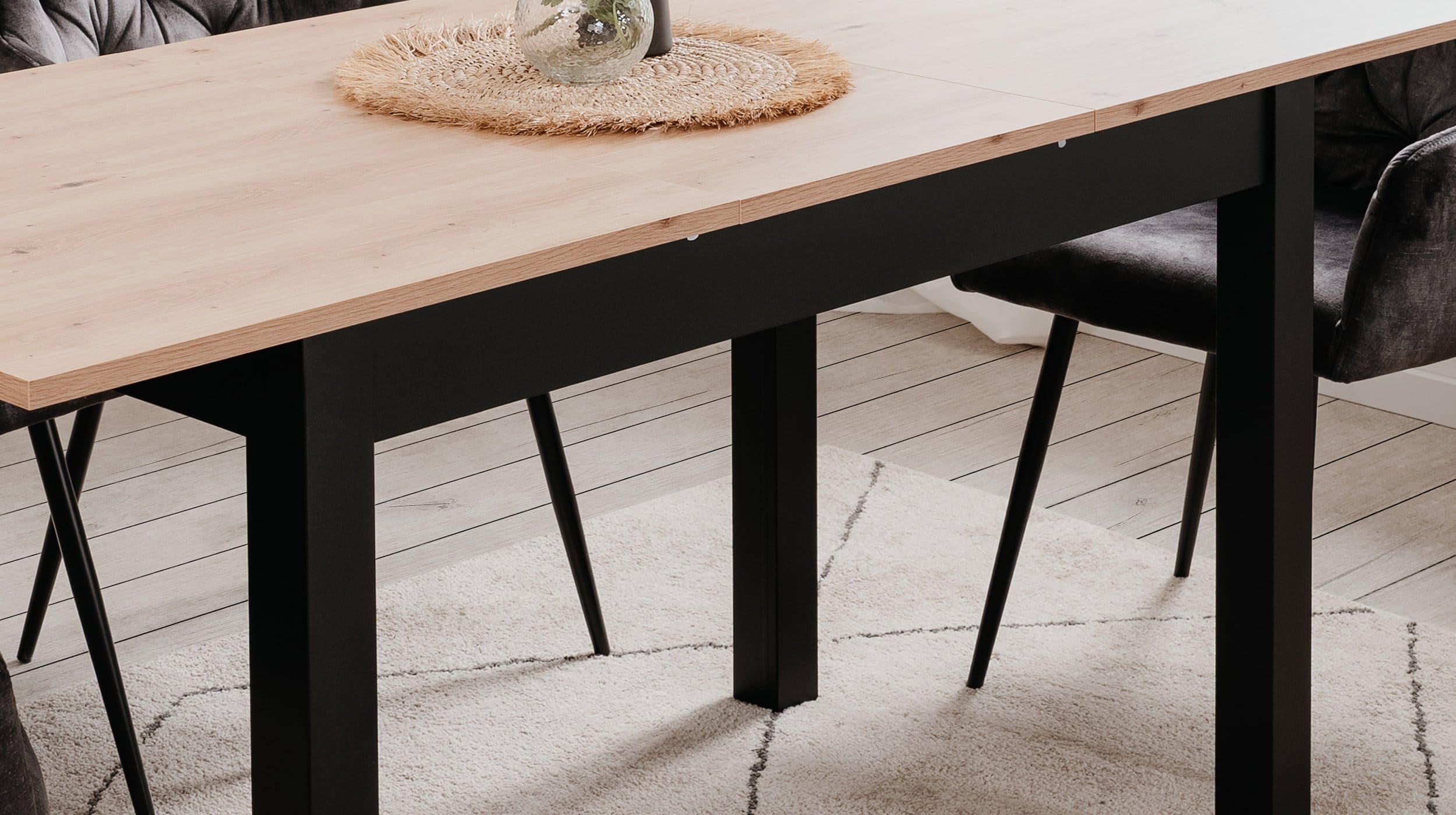 Esstisch 120 - 160 cm Sonoma Eiche - Schwarz - COBURG