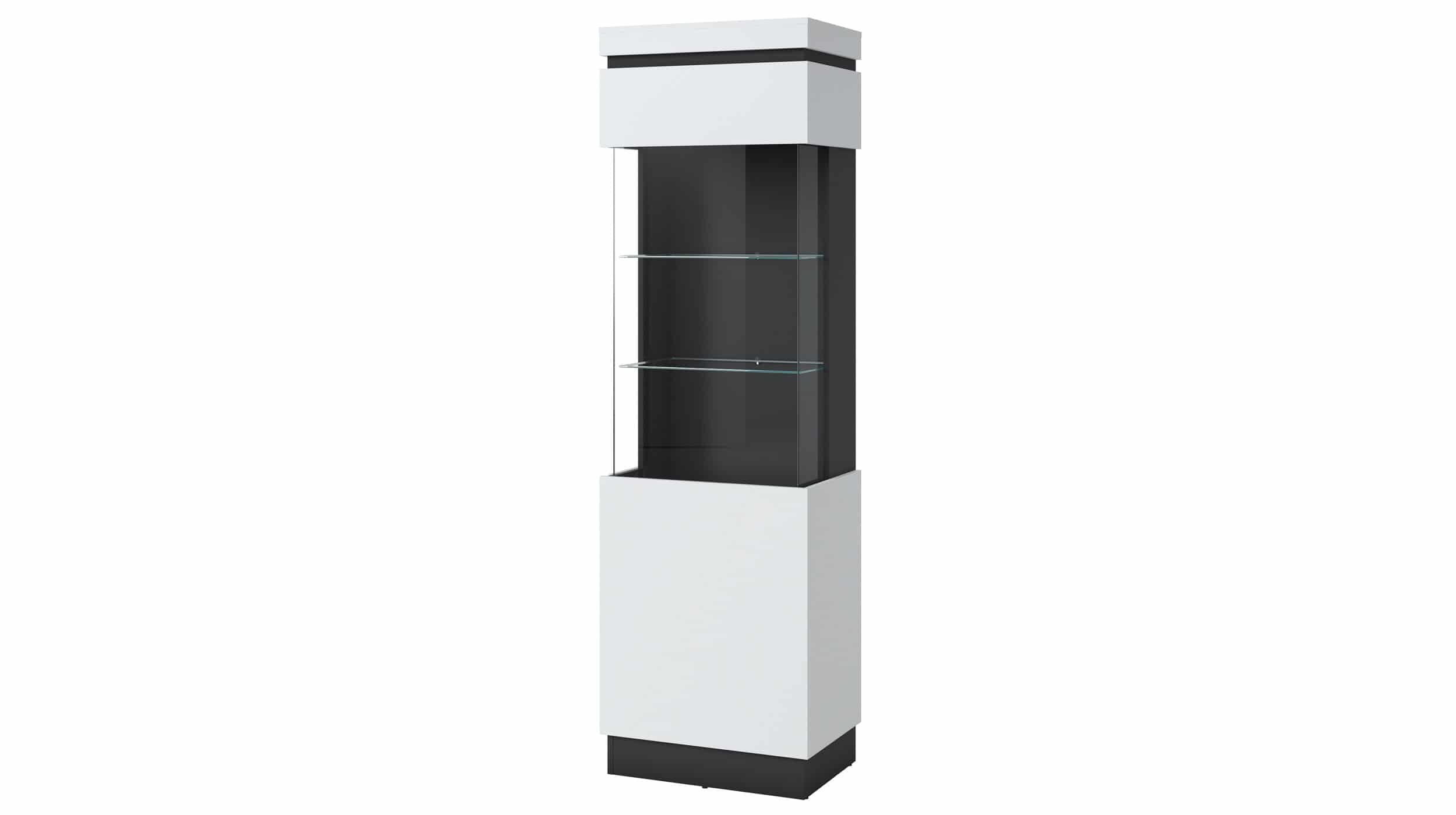 Vitrine mit Glastür alpinweiß Breite 60 cm - CAMPANIA Vitrine mit Glaseinsatz - alpinweiß anthrazit - 201 cm - CAMPANIA