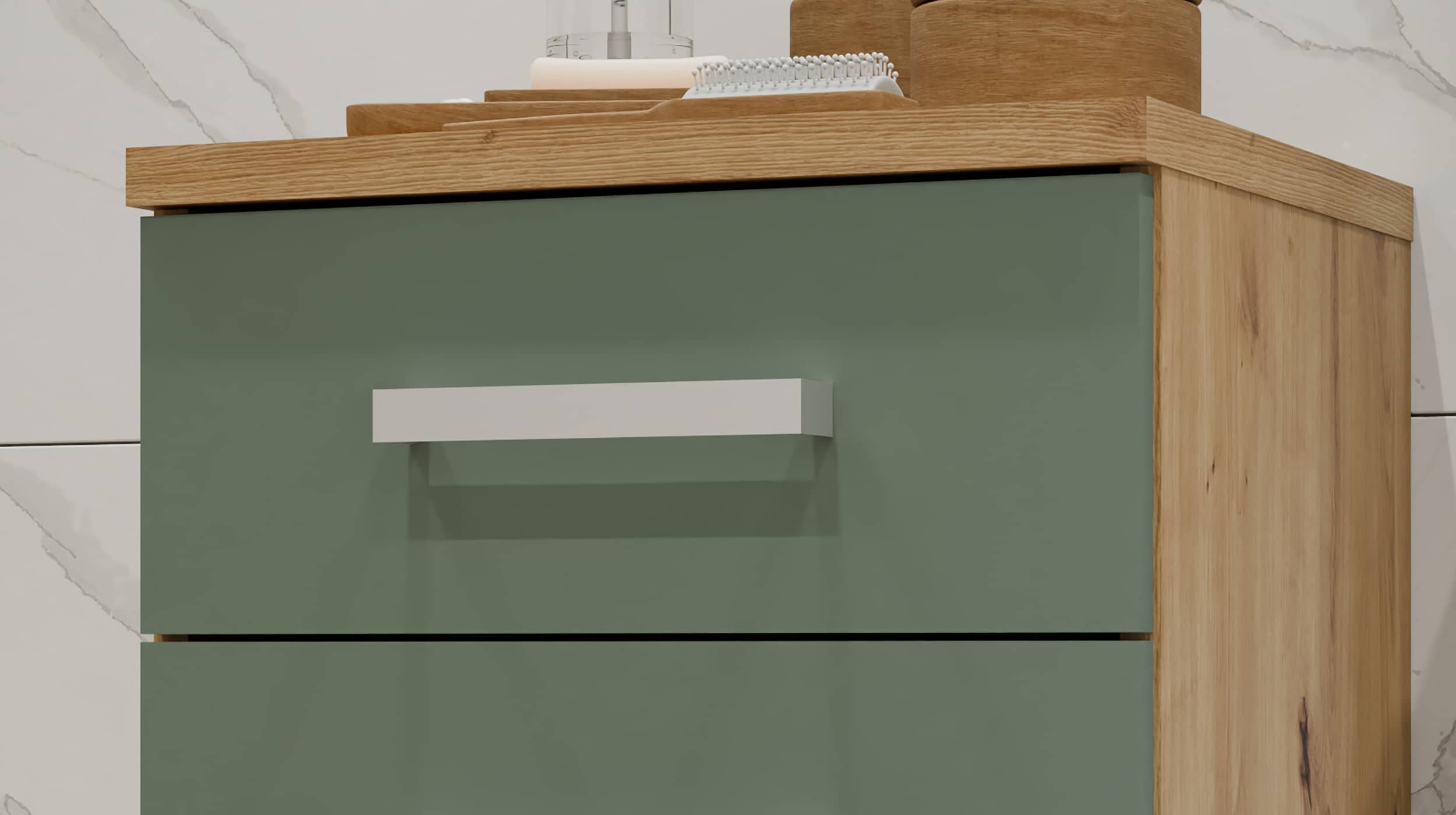 Bad Unterschrank grün - Artisan Eiche 40 cm - VERIS