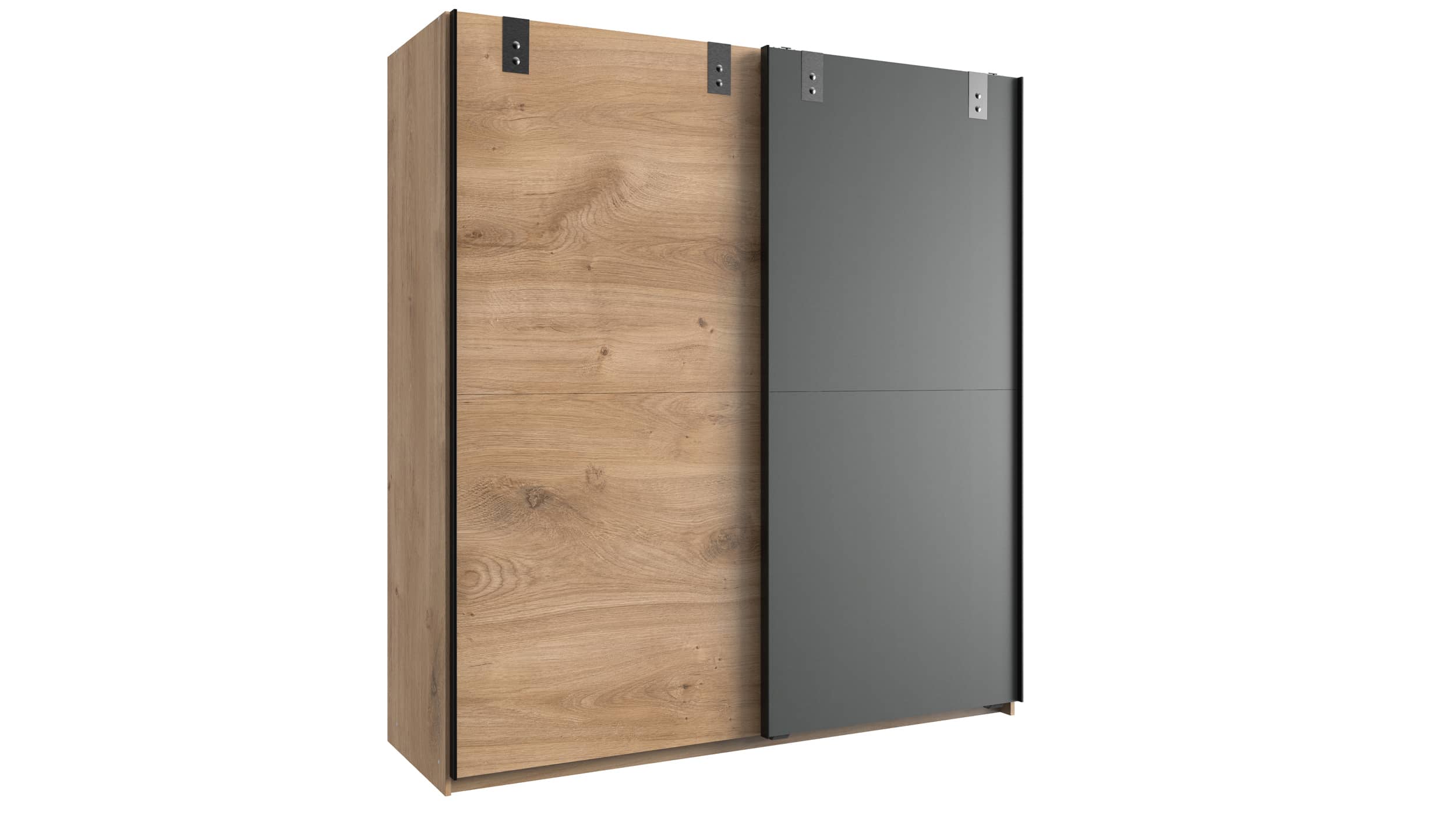 Schwebetürenschrank Plankeneiche - graphit - 180 cm - LIVERPOOL Schwebetürenschrank Plankeneiche - graphit - 180 cm - LIVERPOOL