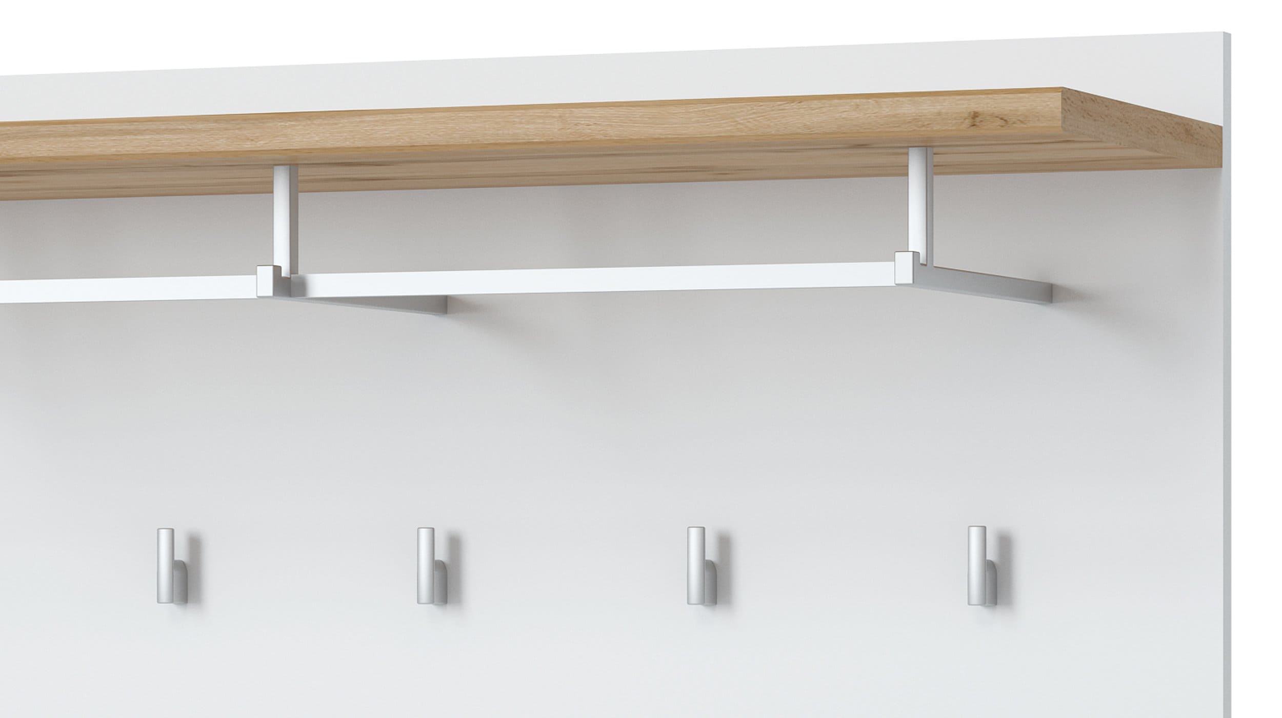 Wandgarderobe alpinweiß - Wotan Eiche Paneel 90 cm - HOLA