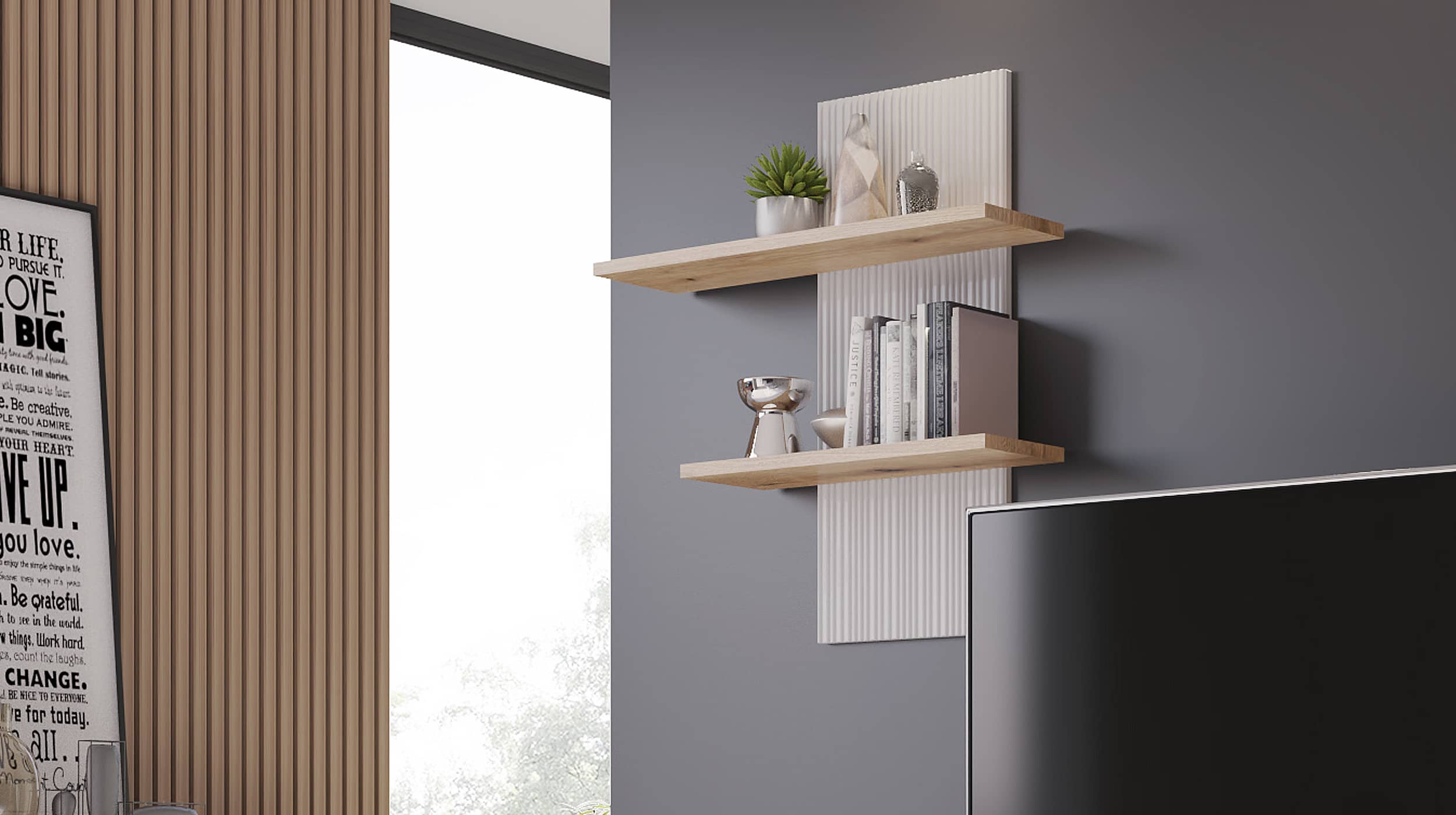 Wandboard grau - Coast Evoke Eiche - 84 cm - MANILLA
