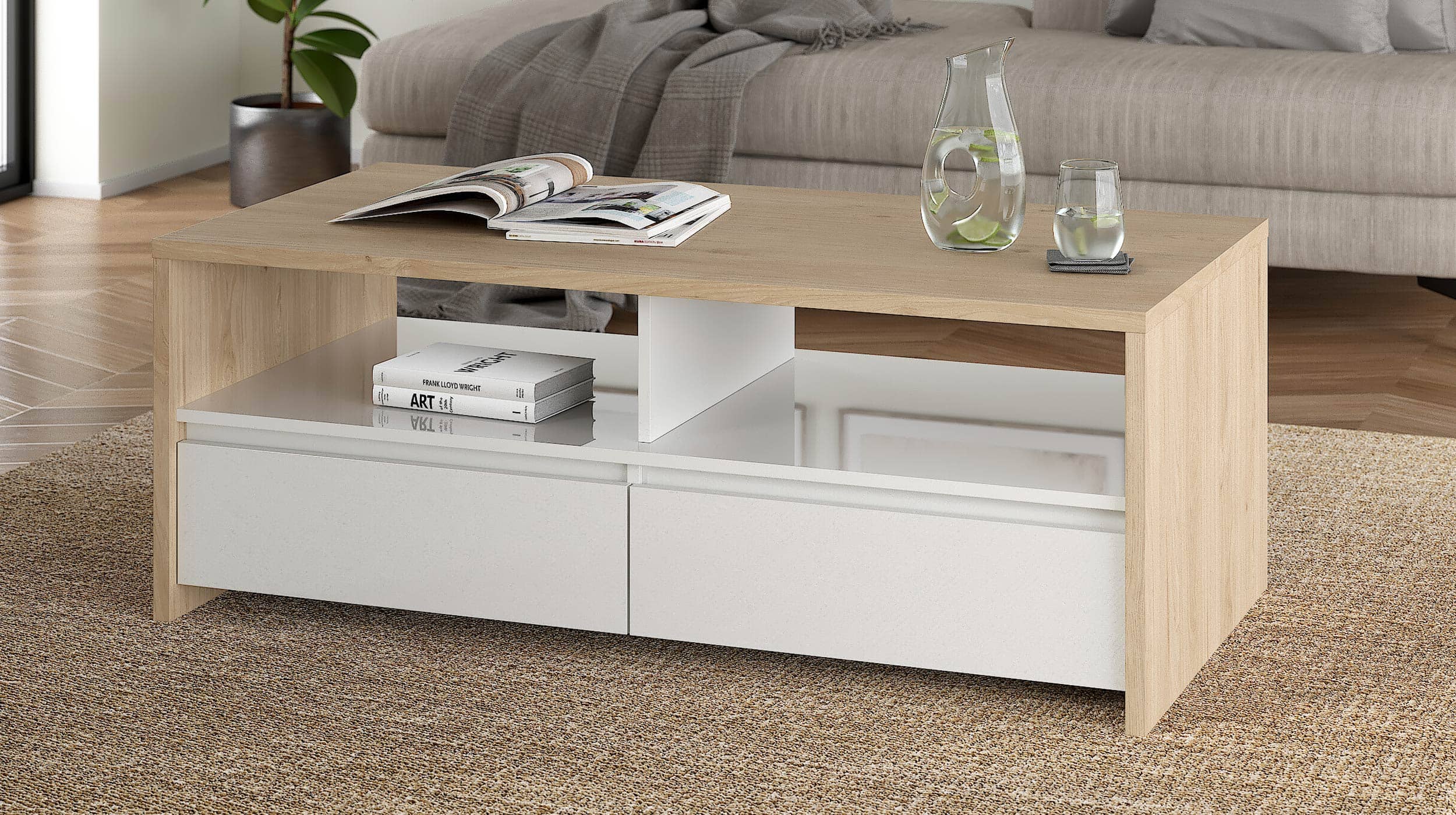 Couchtisch weiß hochglanz - Hickory Jackson - 120 cm - NEXT