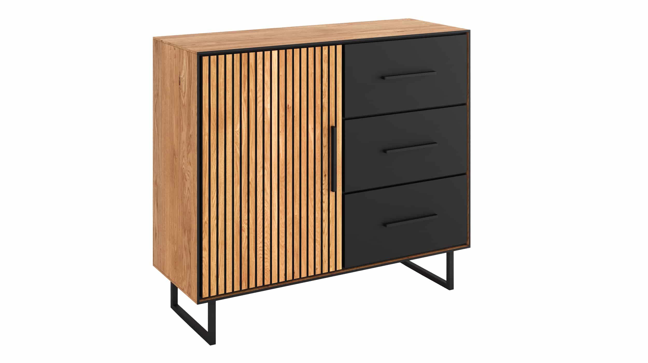 Kommode mit 3 Schubladen Eiche geölt 108 x 40 cm - BELLA Kommode mit 3 Schubladen Eiche geölt 108 x 40 cm - BELLA