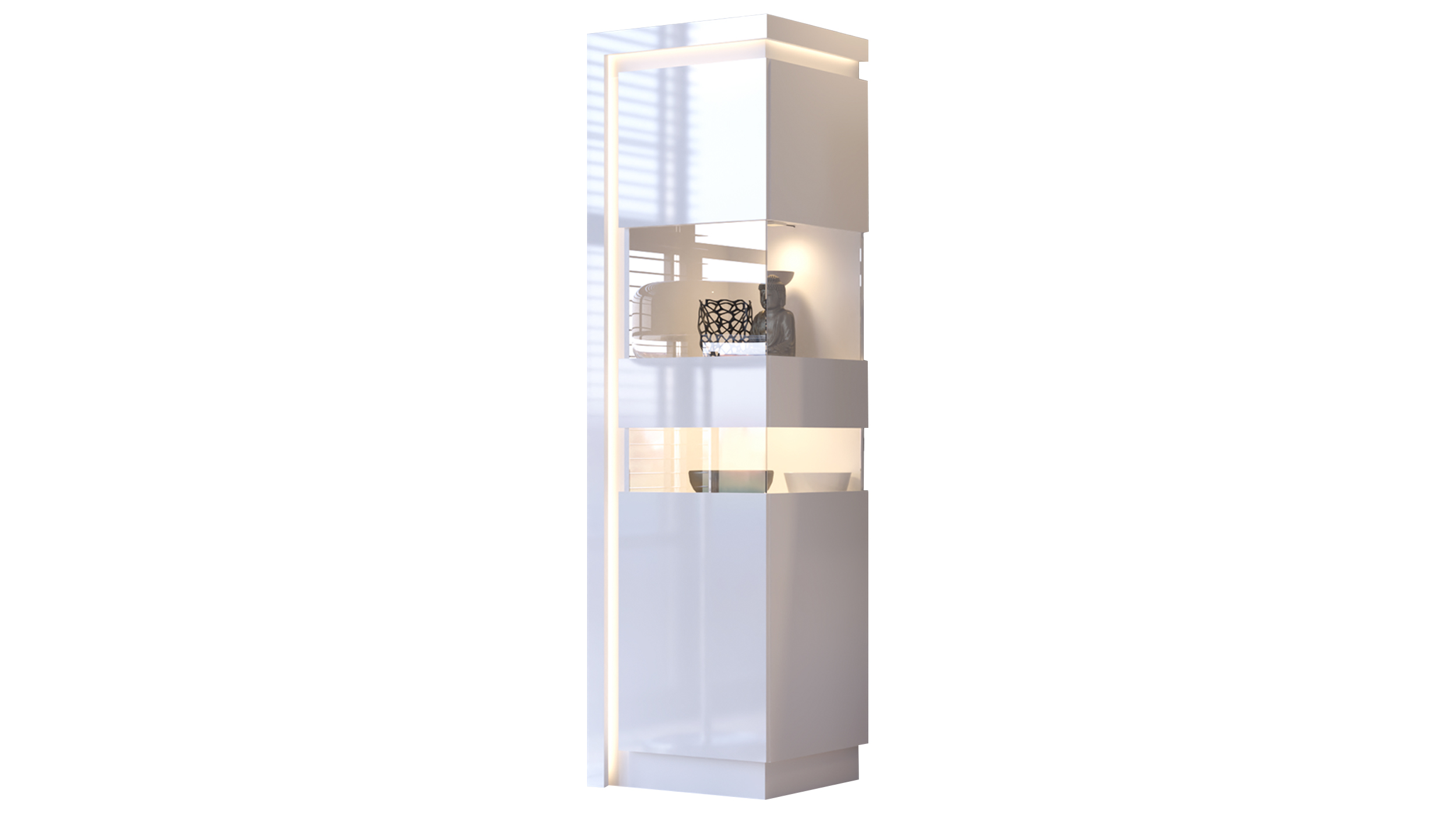 Vitrine mit Beleuchtung weiß Hochglanz Breite 60 cm - LYON Vitrine mit Beleuchtung weiß Hochglanz Breite 60 cm - LYON