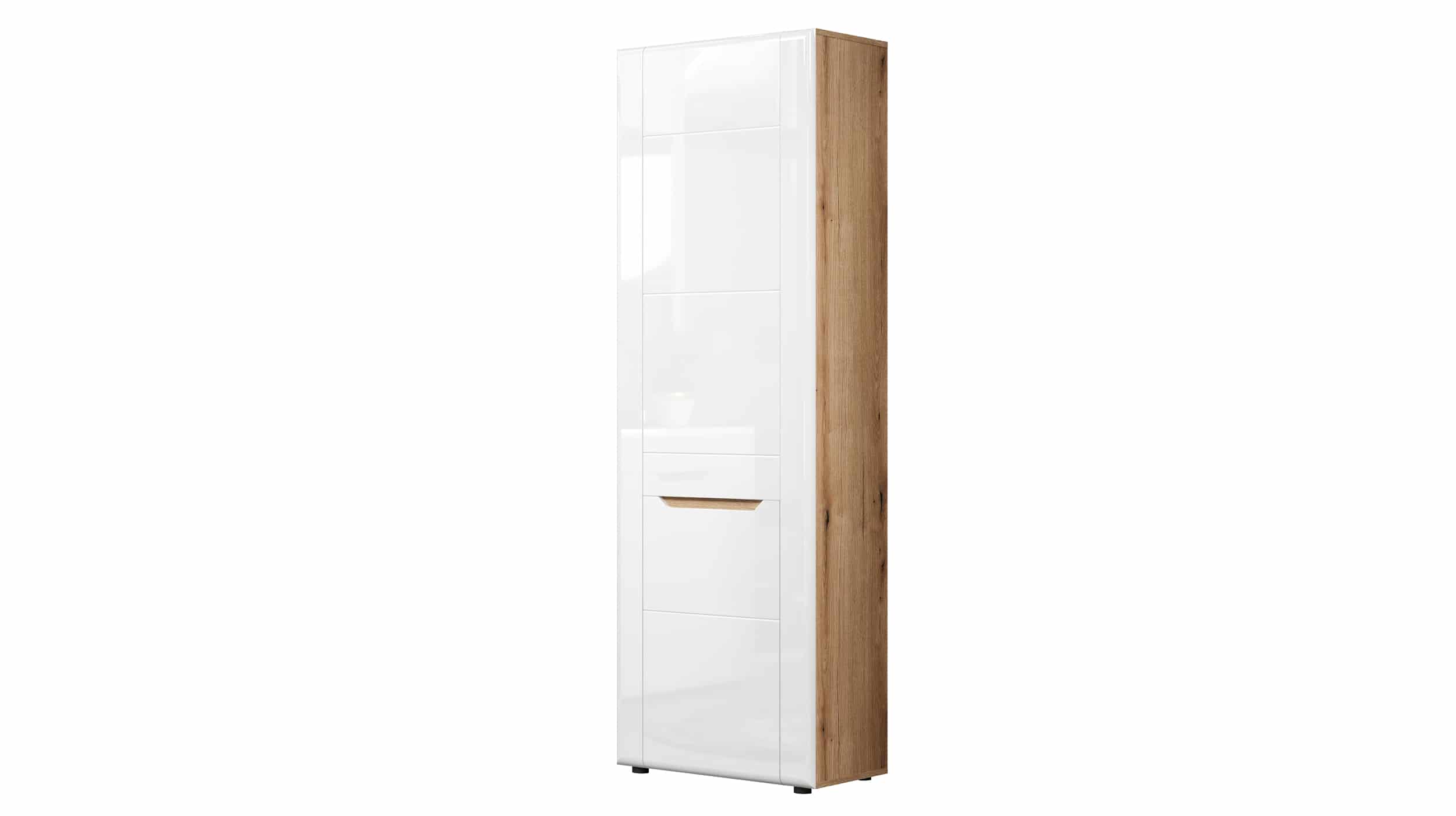 Garderobenschrank weiß hochglanz - Eiche 203 cm -JARON 