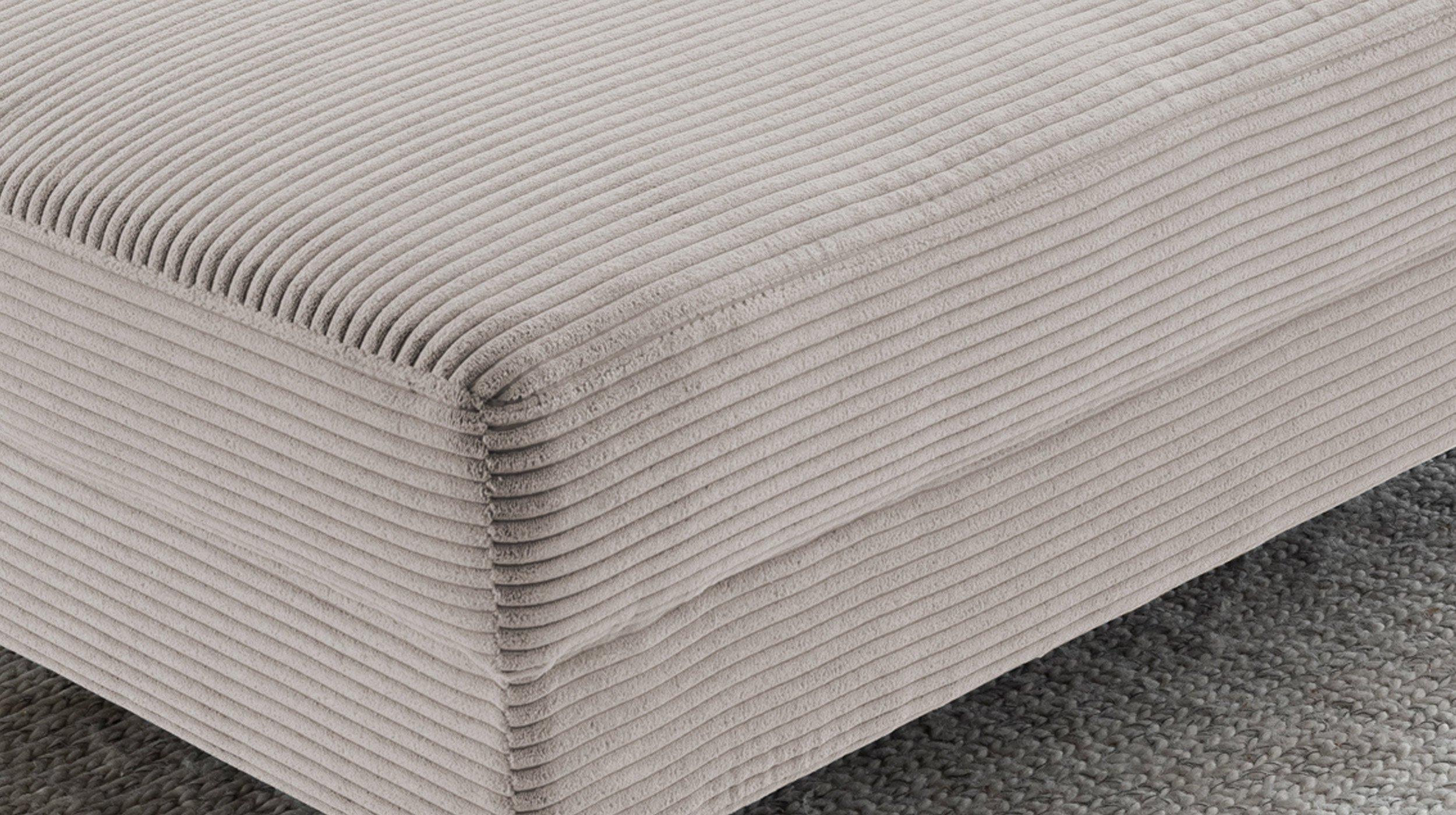 Hocker Sitzhocker 140 x 75 cm Cordbezug hellgrau - SUMMER