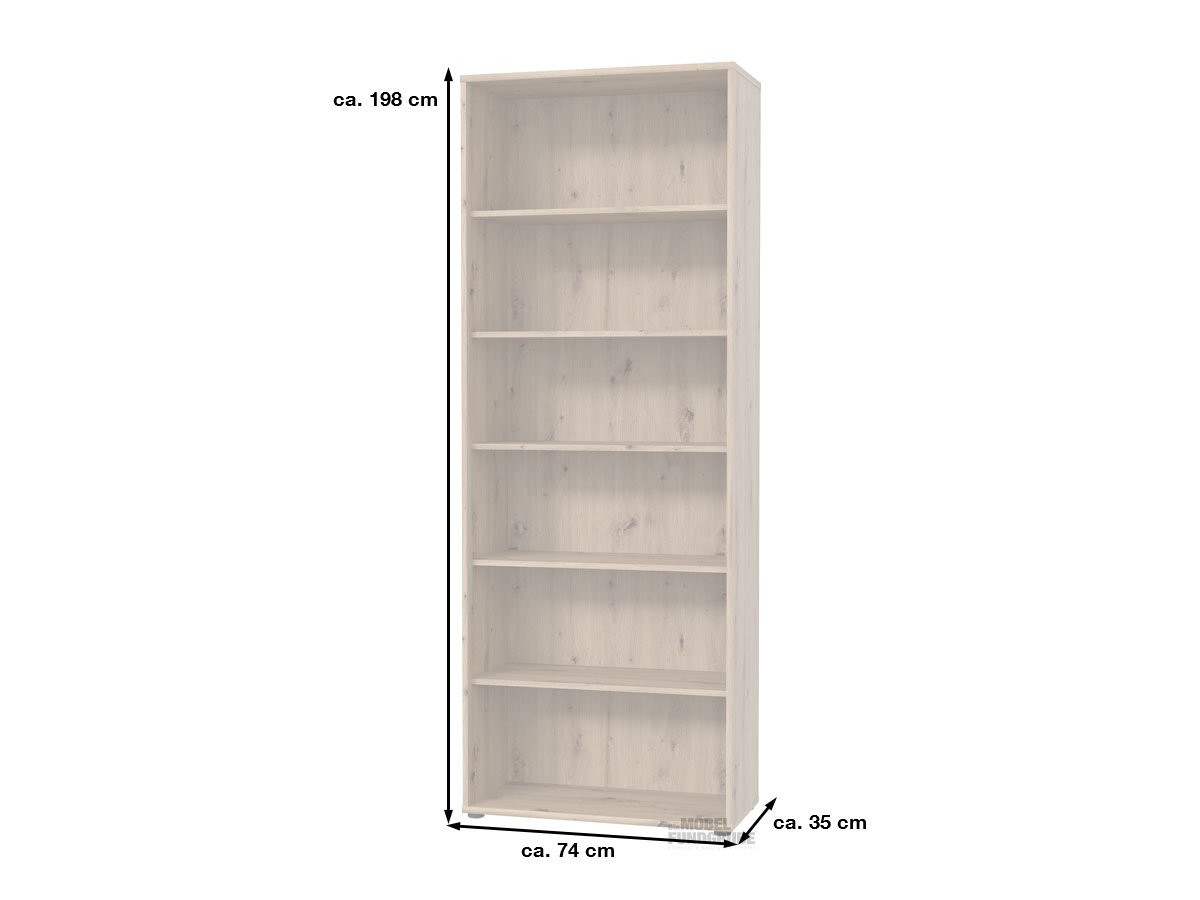 Bücherregal Standregal Artisan Eiche 74 x 198 cm - TEMPRA