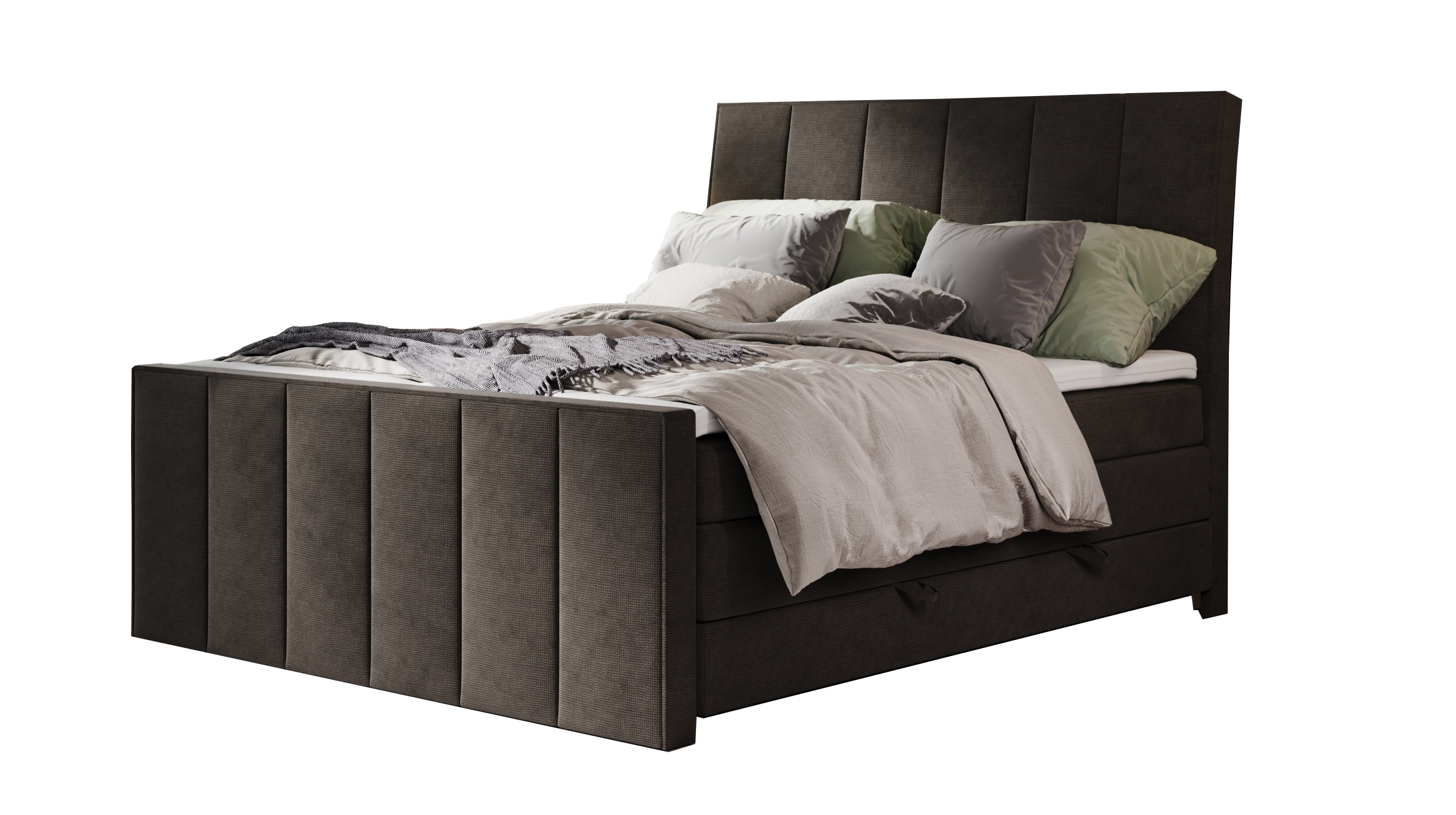 Boxspringbett 180 x 200 cm - Bettkasten anthrazit - VERTICAL Boxspringbett 180 x 200 cm - Bettkasten anthrazit - VERTICAL