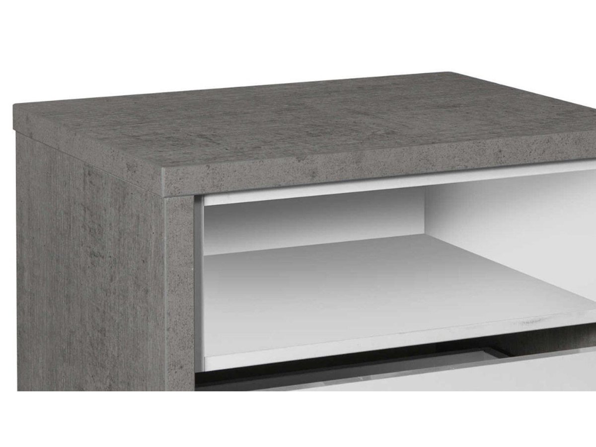 Nachttisch Betonoptik weiß hochglanz 45 cm x 40 cm - MIPIACE