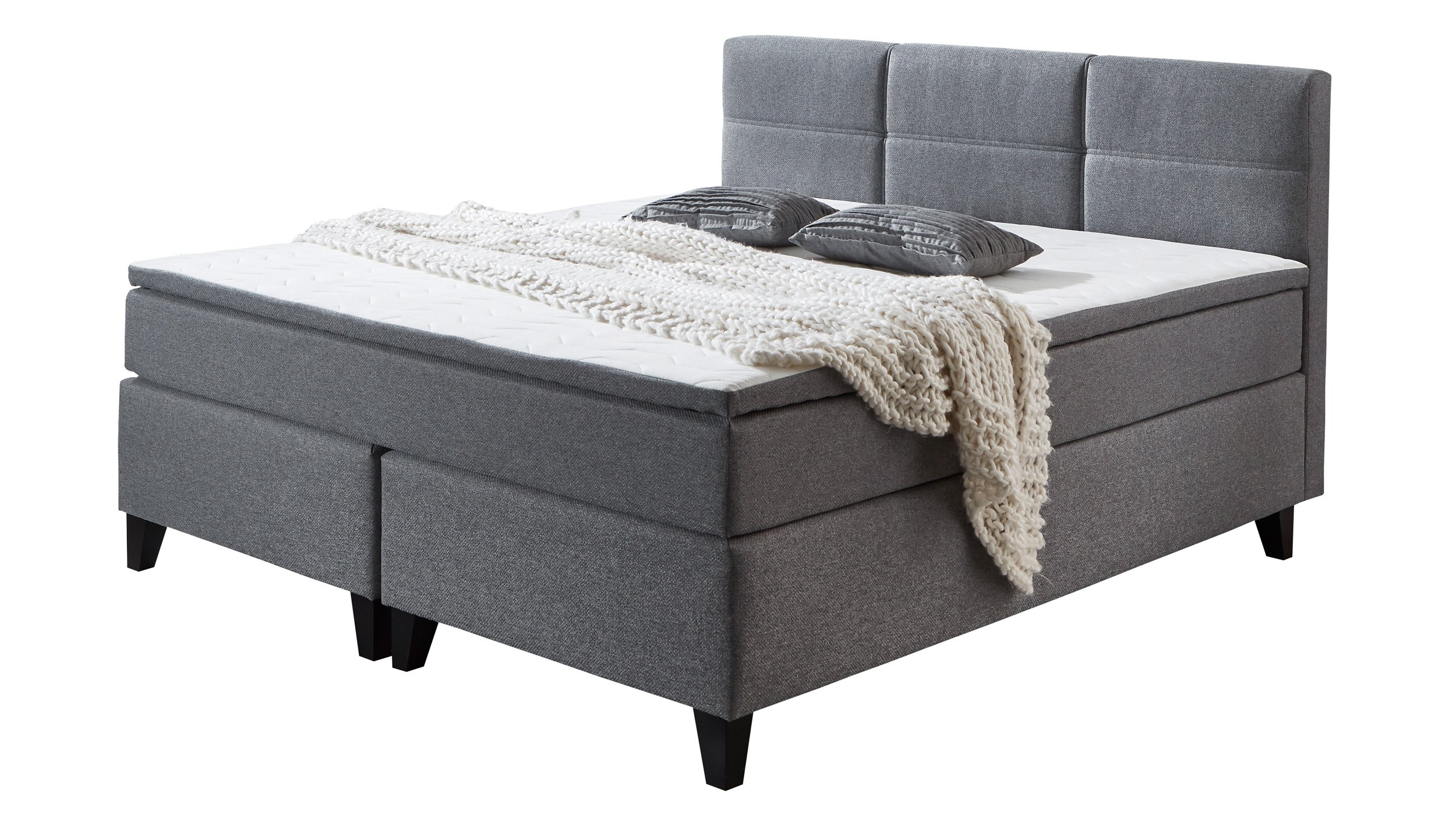 Boxspringbett 180 x 200 cm grau Stoffbezug - SAMIRO Boxspringbett 180 x 200 cm grau Stoffbezug - SAMIRO